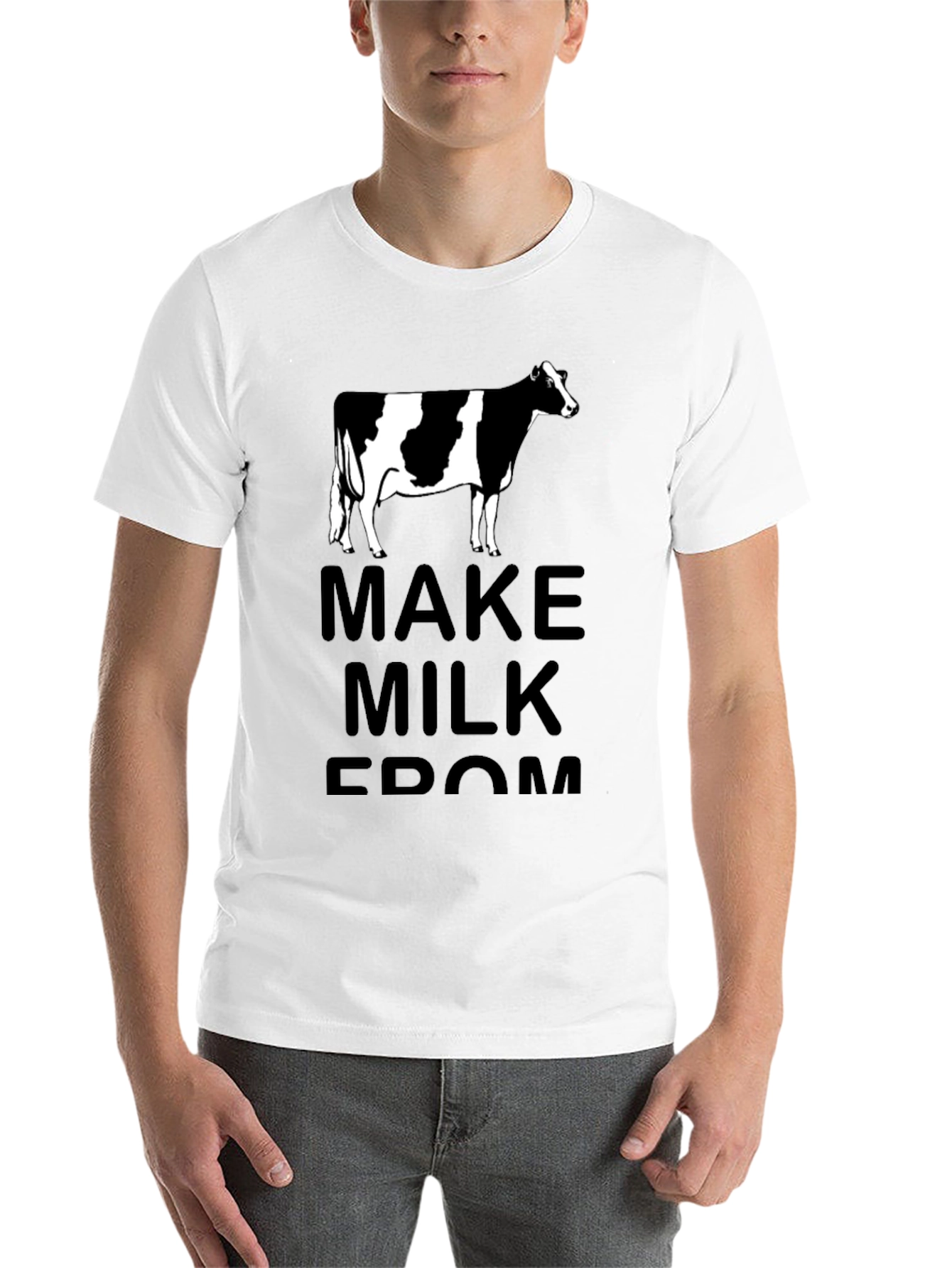 Black Make Milk From Cow T-Shirt - Black Cotton Tee view 14
