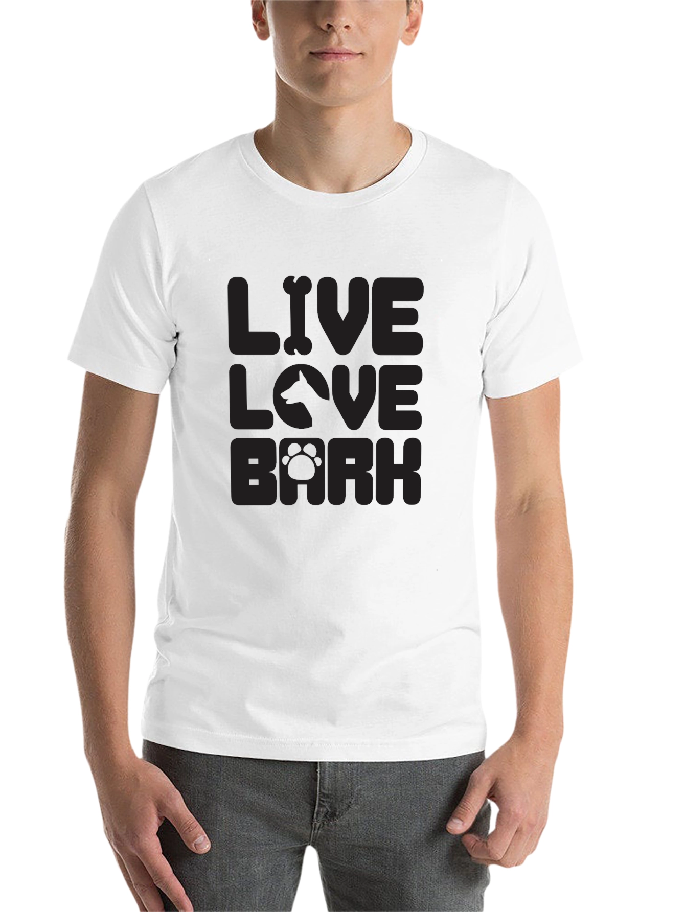 Black Live Love Bark Dog T-Shirt view 14