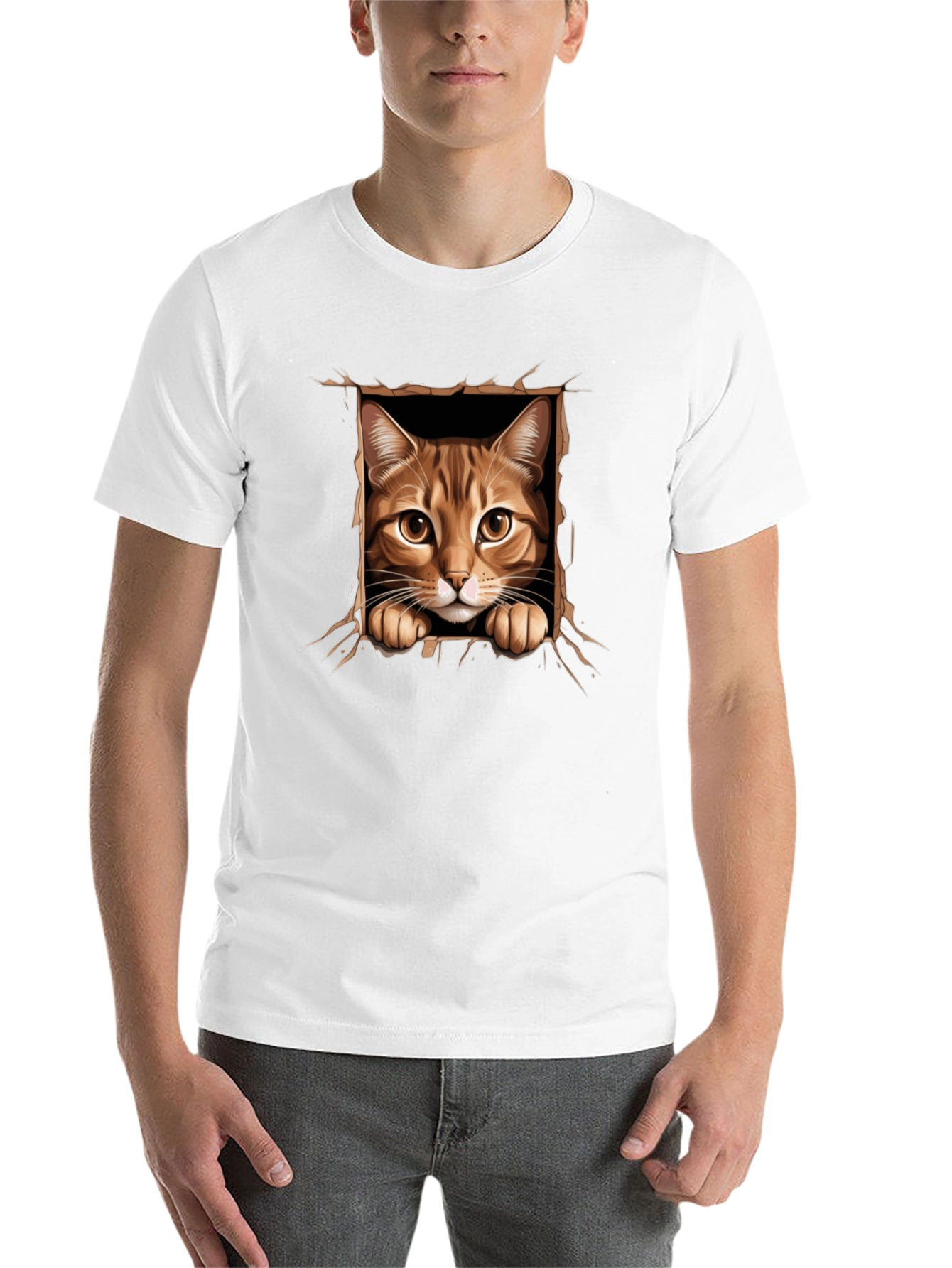 Black Cat Peekaboo T-Shirt: 3D Graphic Print view 14