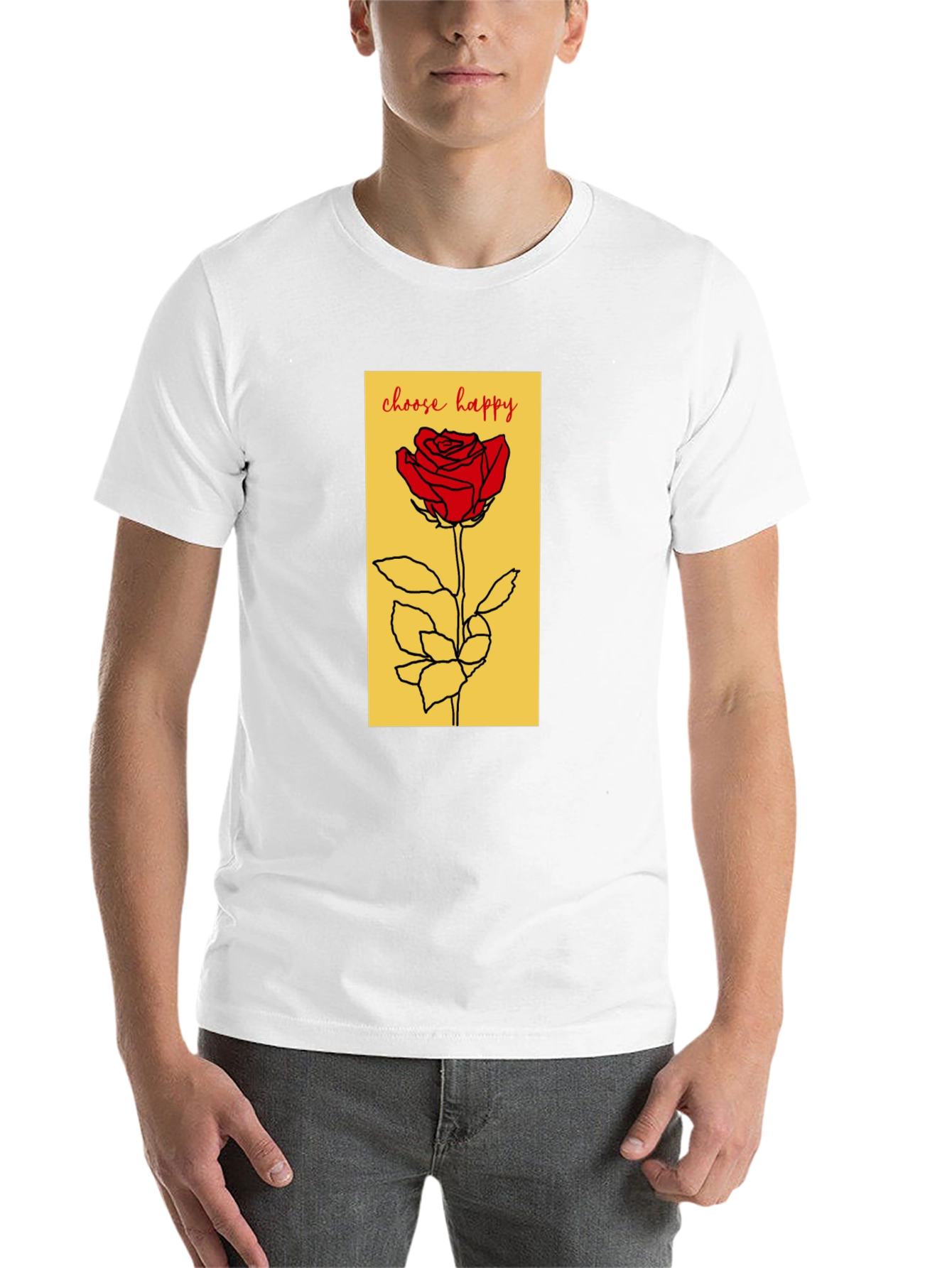 Black Choose Happy Rose Graphic Tee - Soft Black Cotton T-Shirt view 14