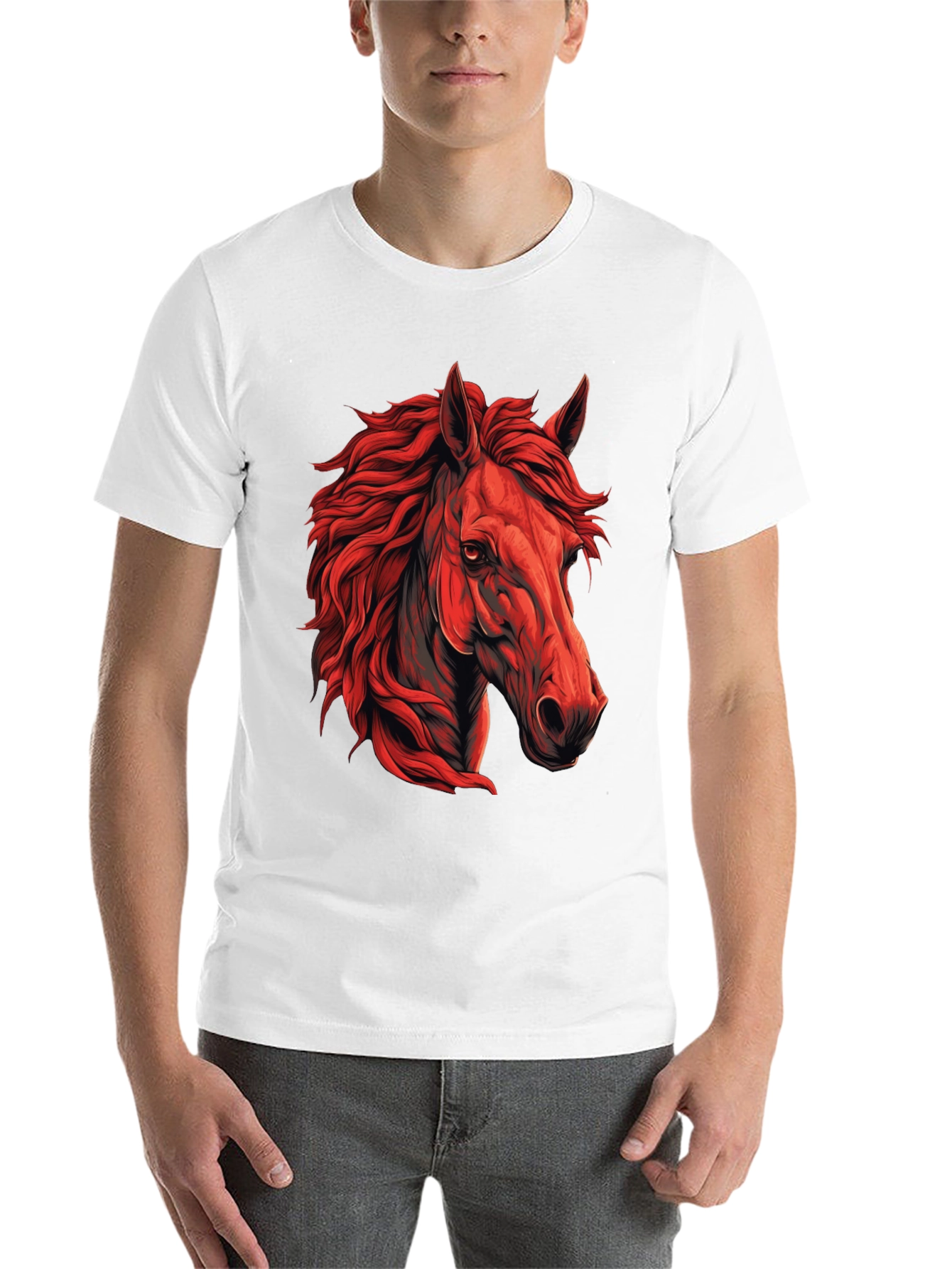 Black Red Horse Graphic T-Shirt - Unique Animal Design view 14