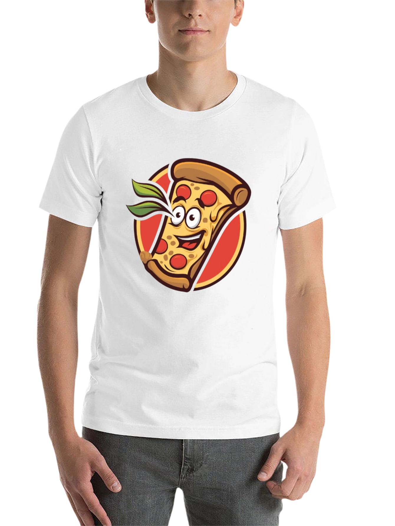 Black Pizza Slice Graphic Tee - Funny Cartoon Style view 14