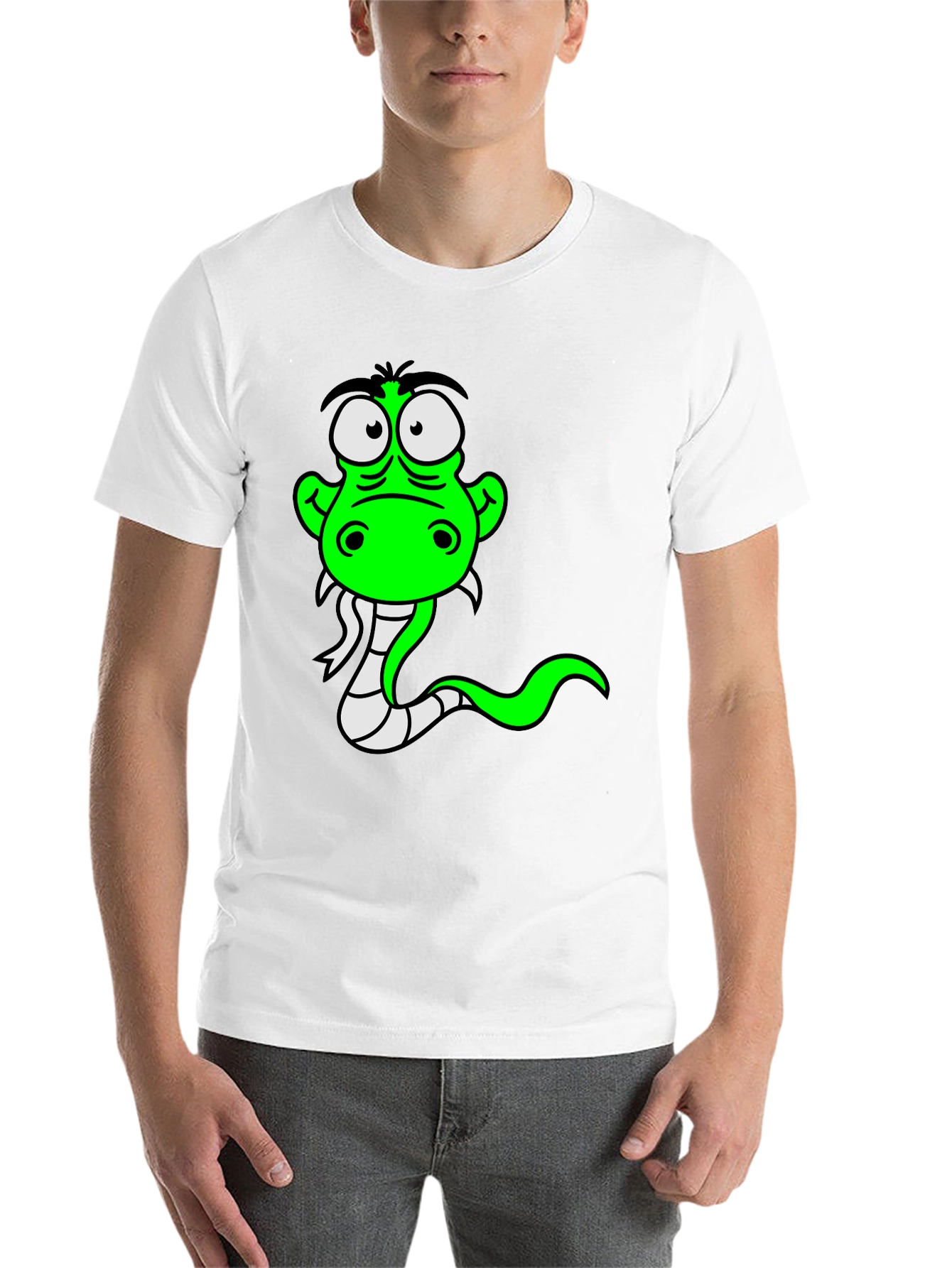 Black Cartoon Snake Graphic Tee - Black Cotton view 14