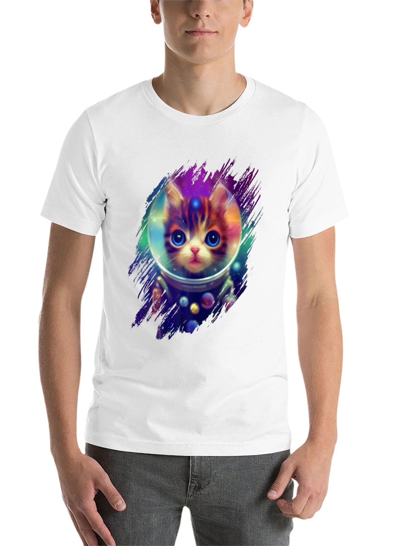 Black Astronaut Cat T-Shirt - Space Kitten Tee view 14
