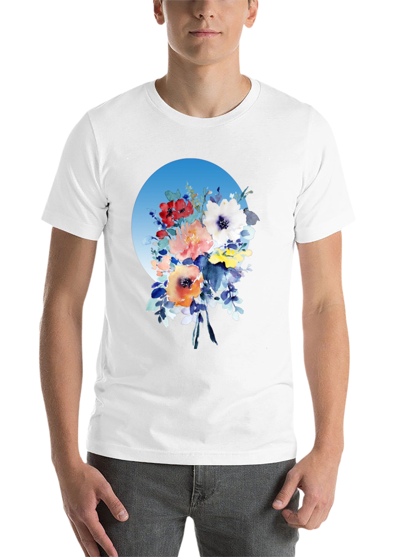 Black Floral Bouquet T-Shirt - Watercolor Design view 14