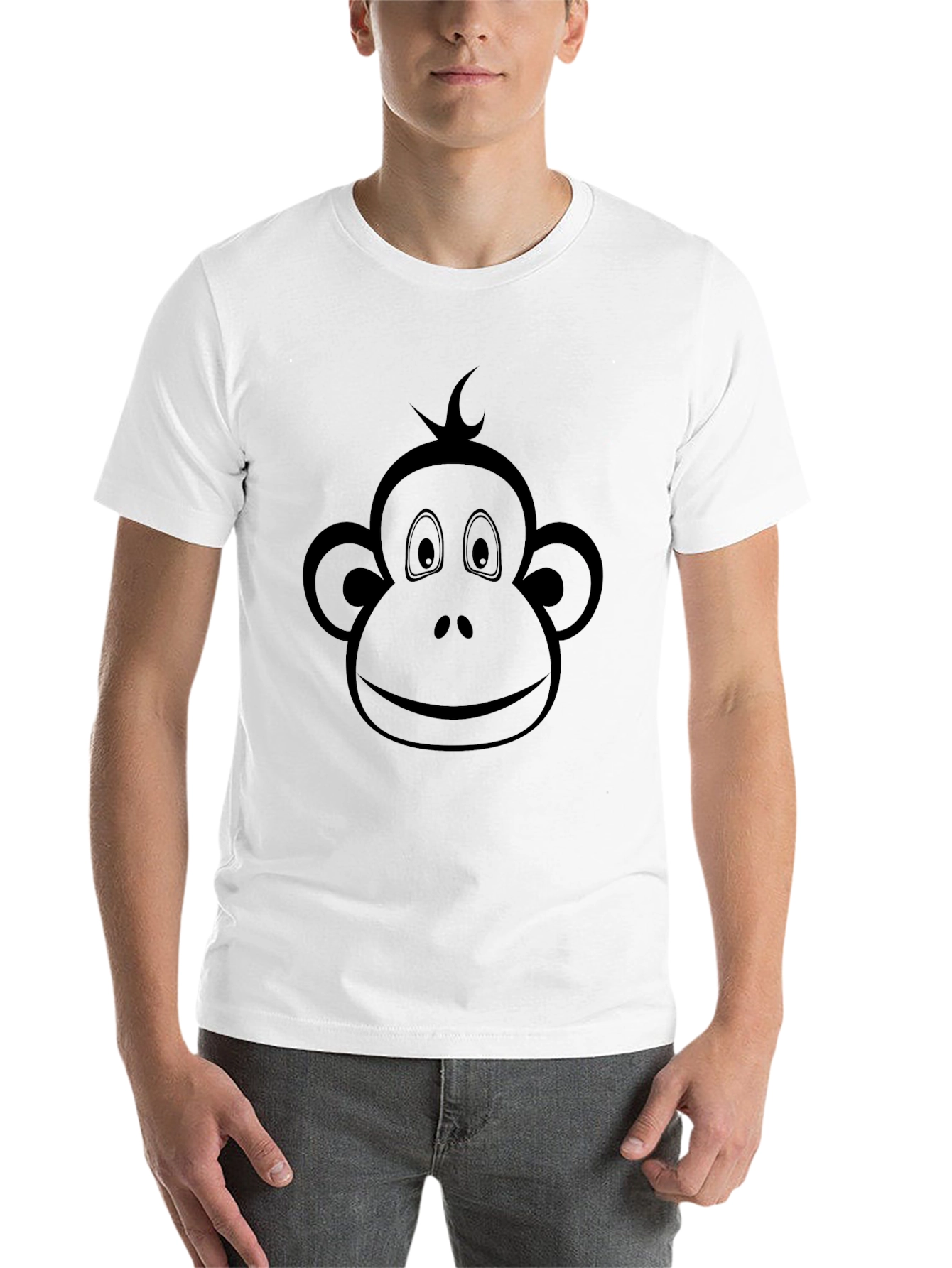 Black Monkey Face Graphic Tee - Cool Crew Neck T-Shirt view 14