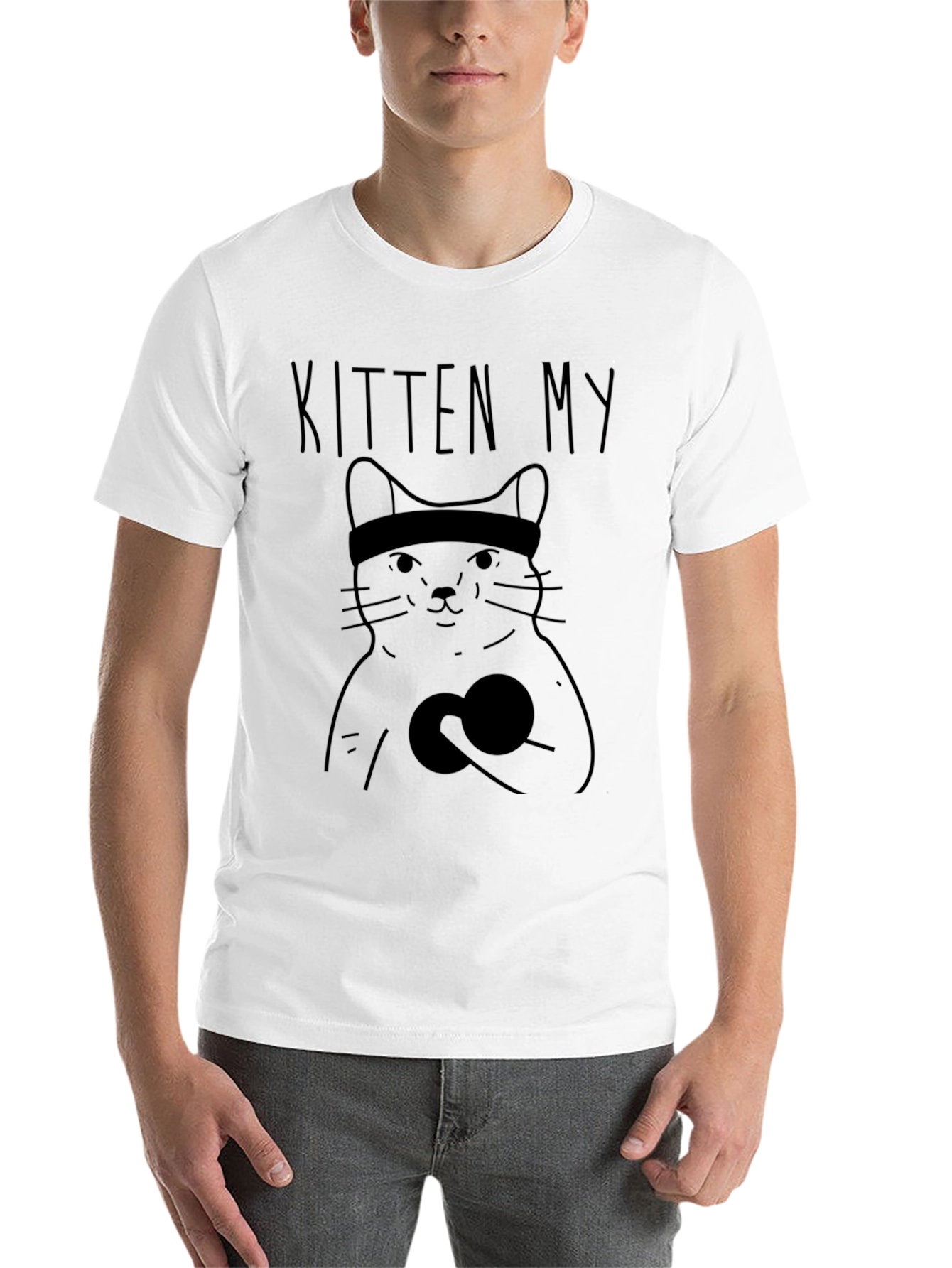 Black Kitten My Funny Cat Workout T-Shirt view 14