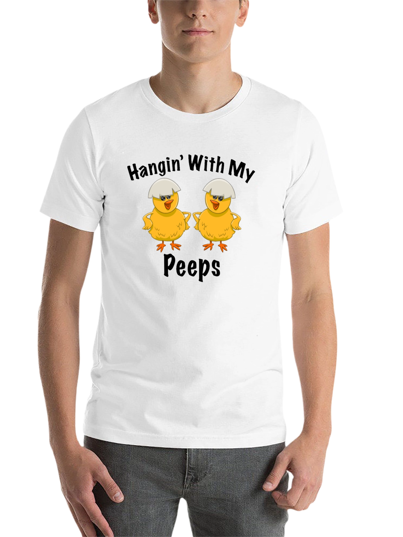 Camiseta Negra: Pollitos "Hanging With My Peeps"