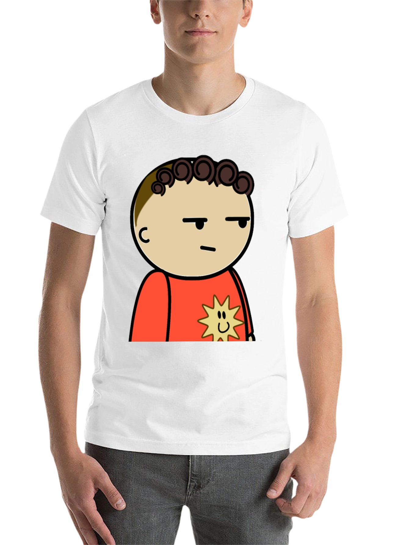 Black Funny Cartoon Character T-Shirt - Black Cotton Tee view 14