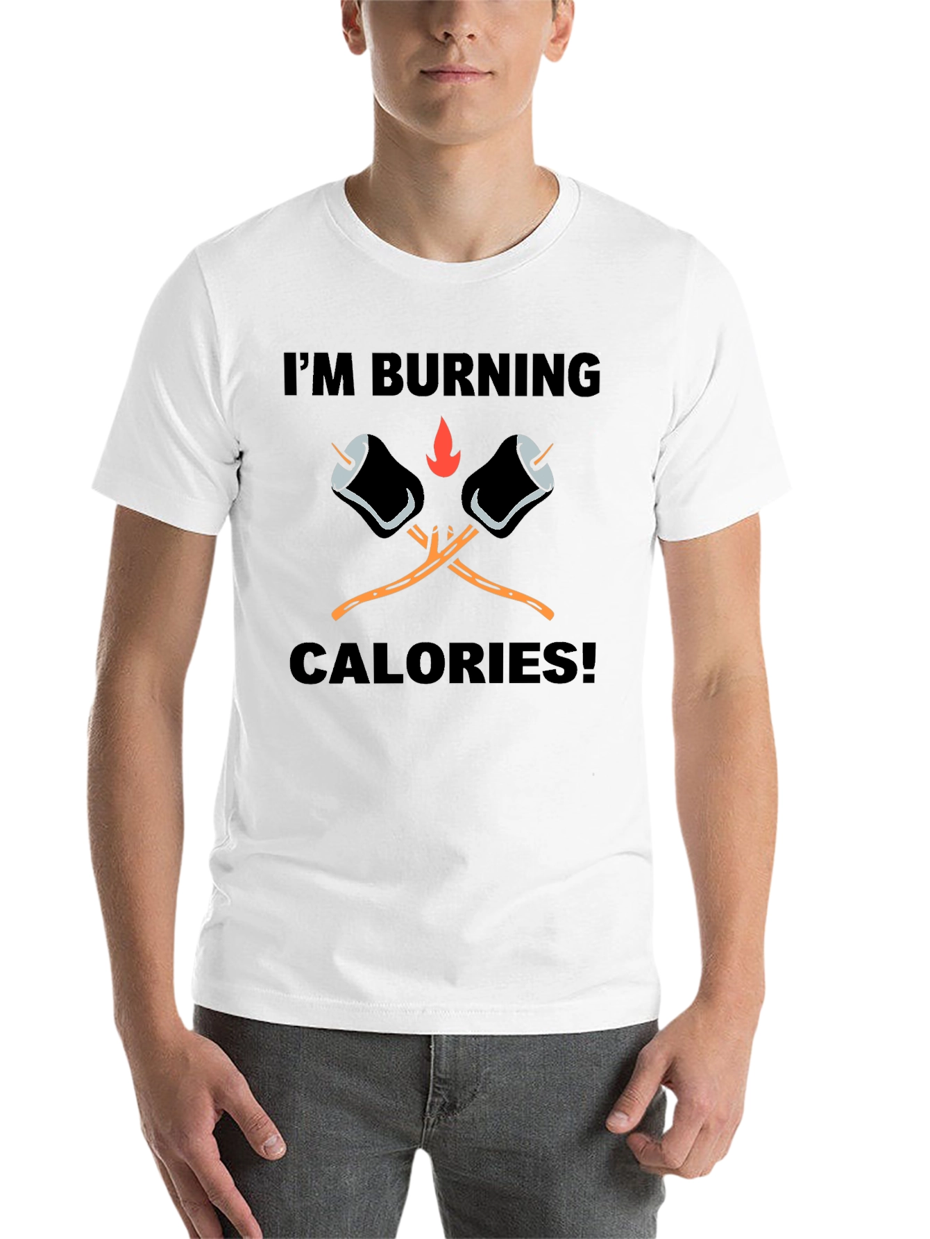 Black Burning Calories Marshmallow T-Shirt view 14