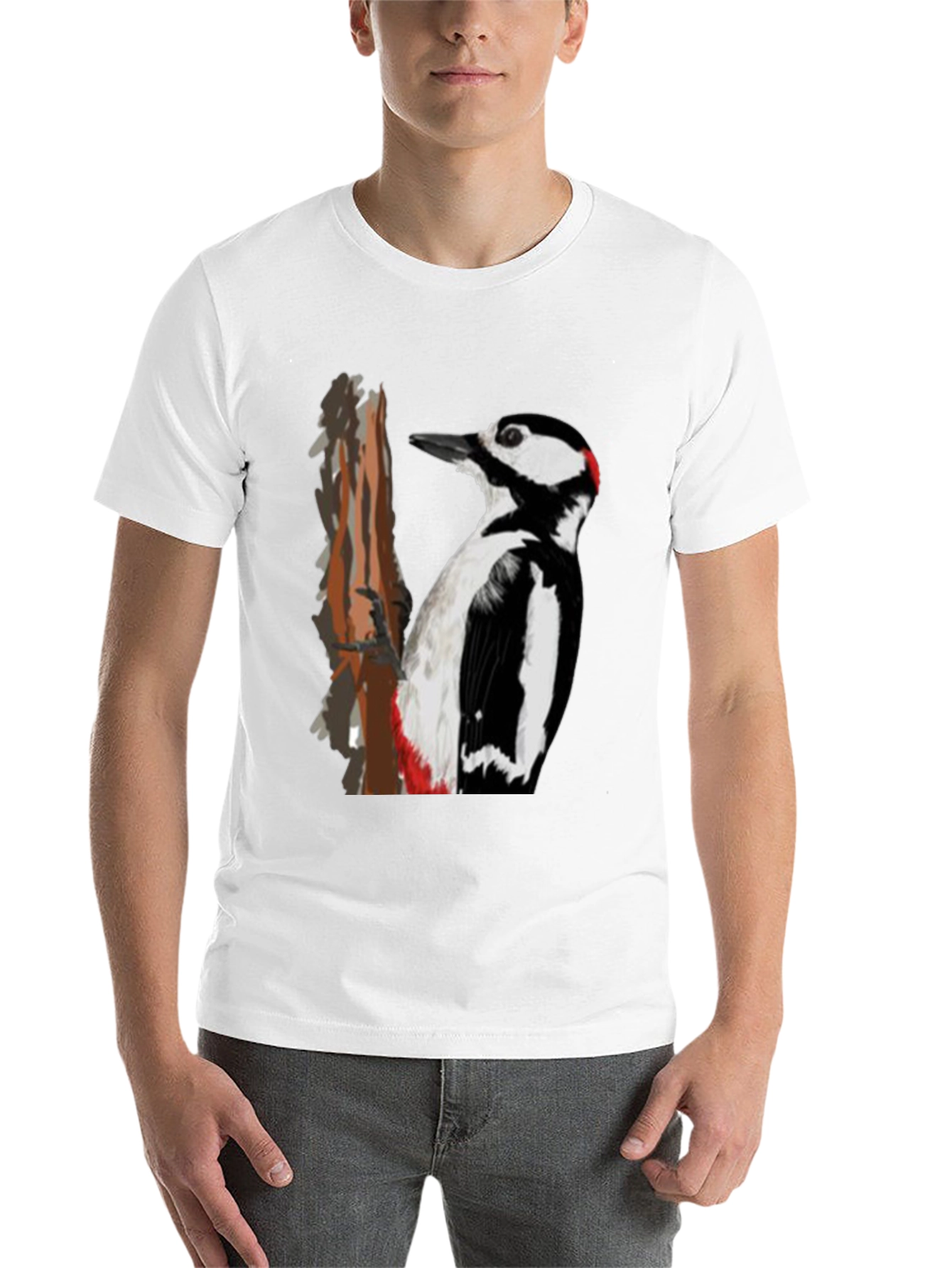 Black Woodpecker Graphic Print Black T-Shirt view 14
