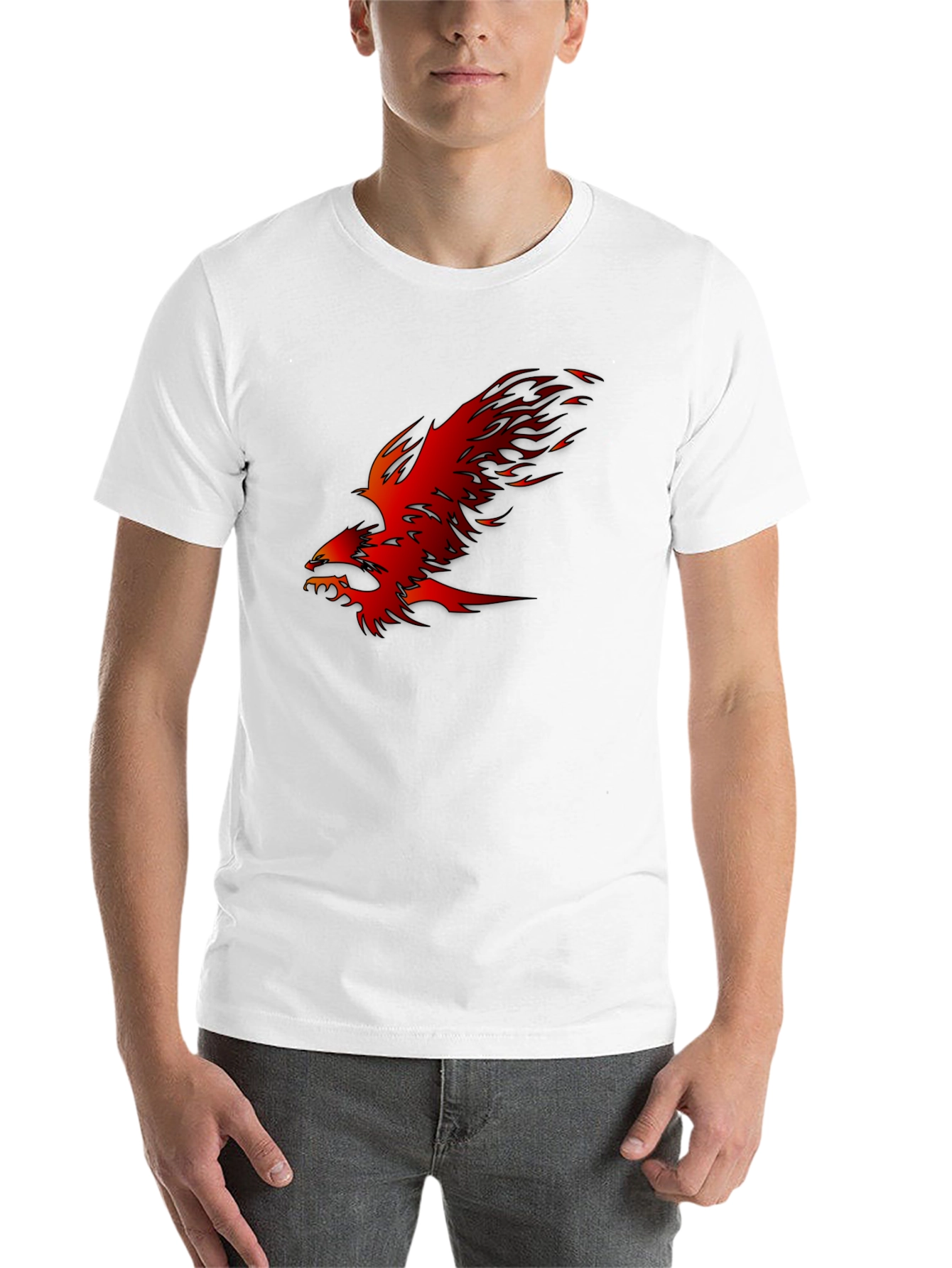 Black Fiery Phoenix Graphic Black T-Shirt view 14