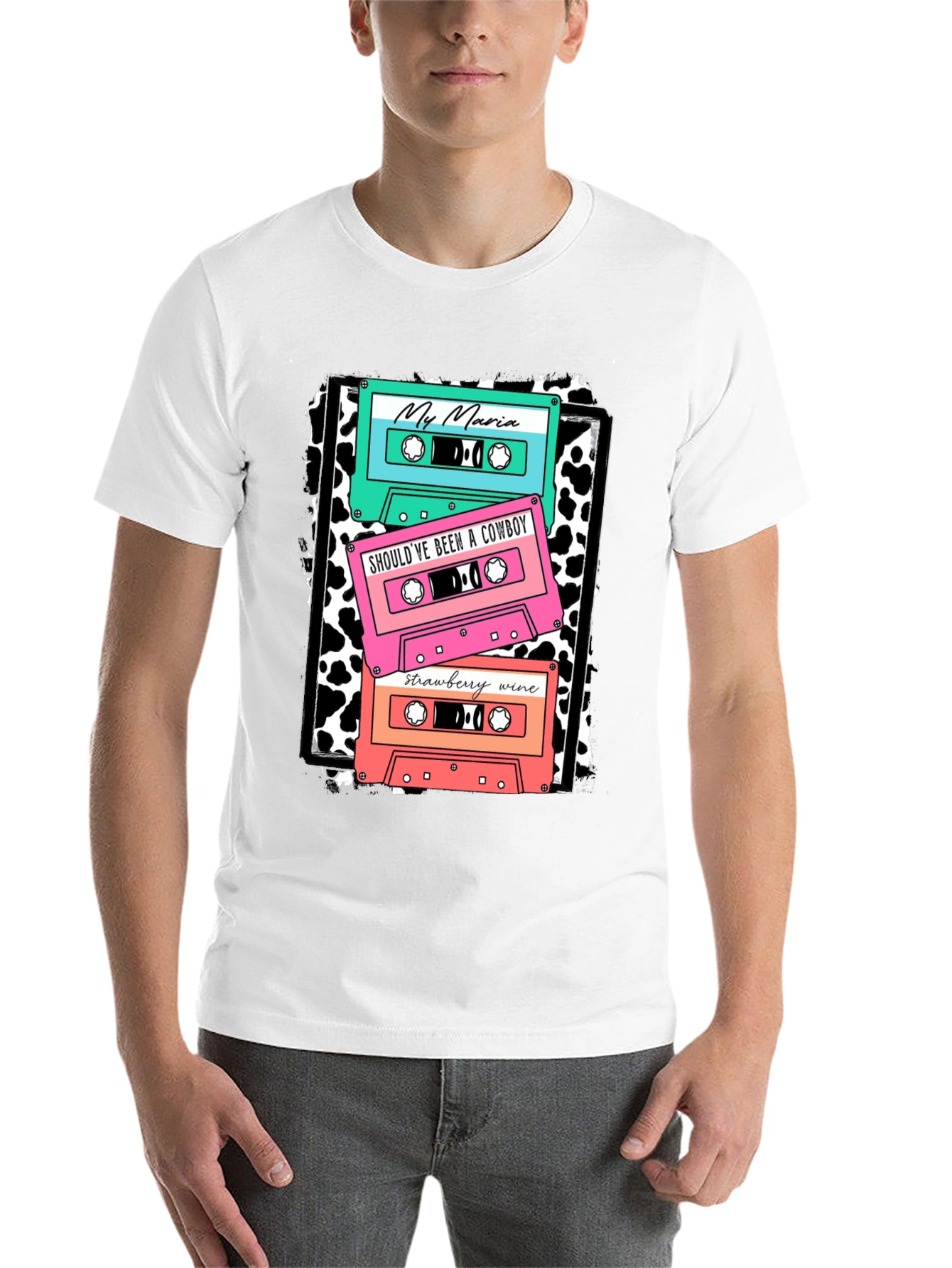 Black Retro Cassette Tape Music T-Shirt view 14