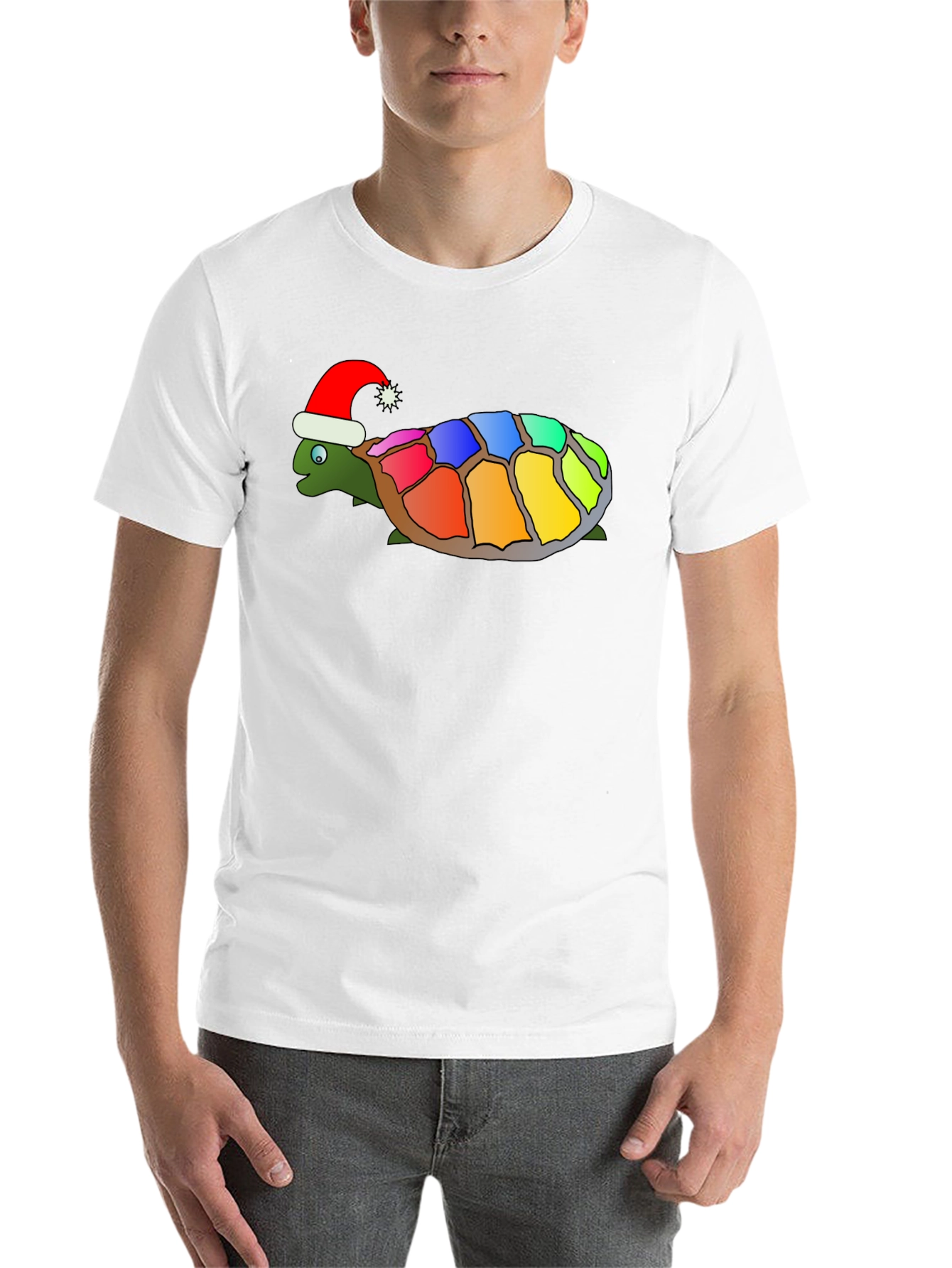 Black Festive Rainbow Turtle Graphic Tee view 14
