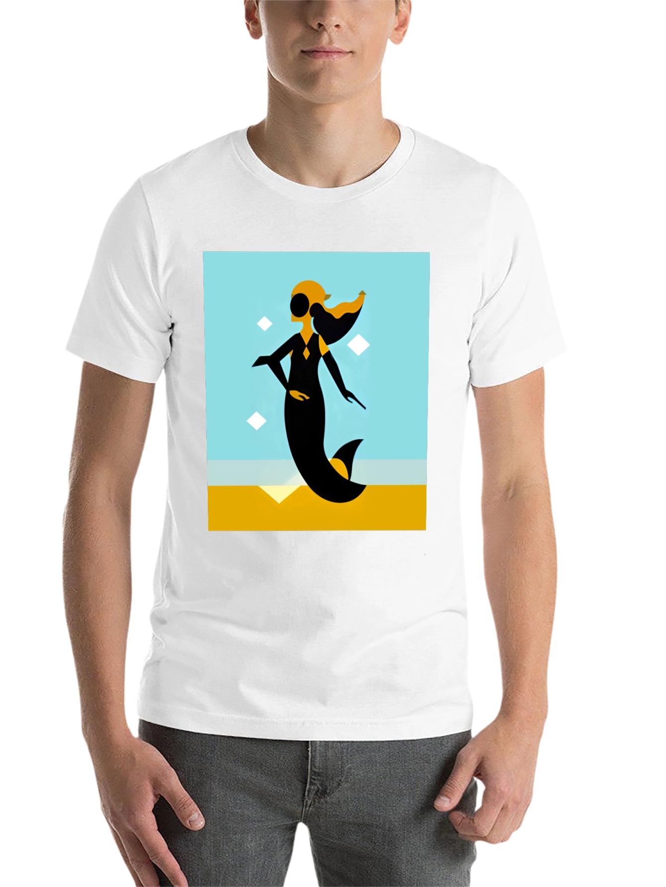 Black Abstract Mermaid Graphic Tee view 14