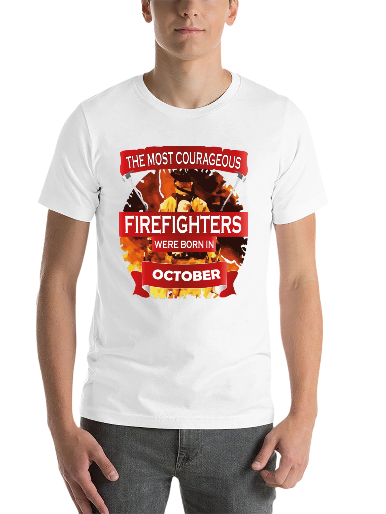 Black Courageous Firefighters October Birthday T-Shirt view 14