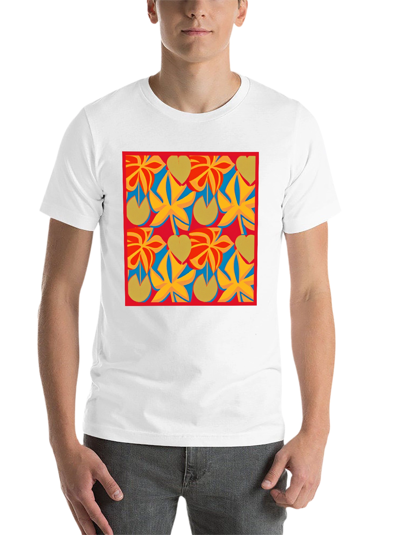 Black Abstract Floral Pattern T-Shirt - Modern Art Tee view 14