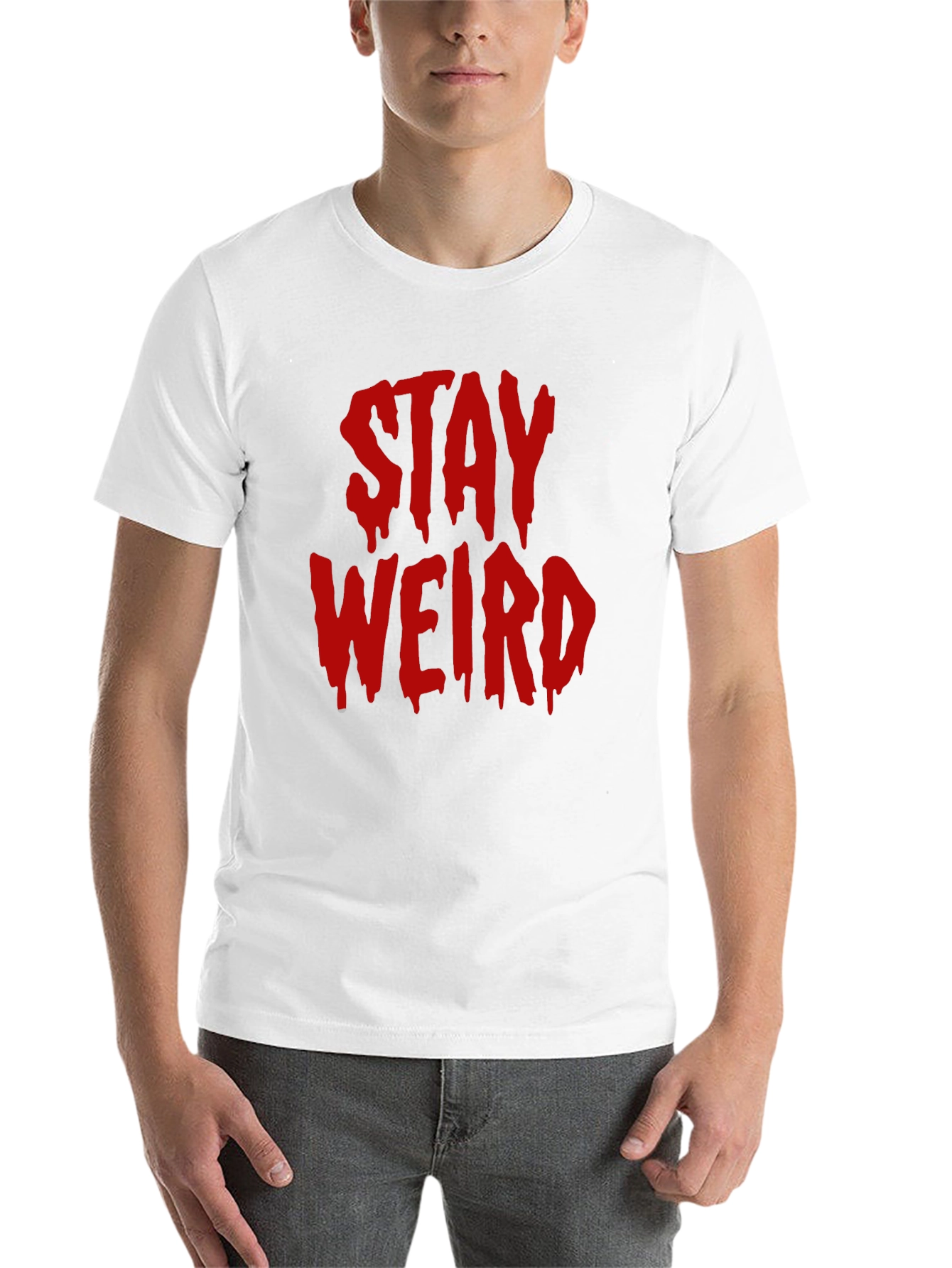 Black Stay Weird Graphic Tee - Black Cotton Blend view 14