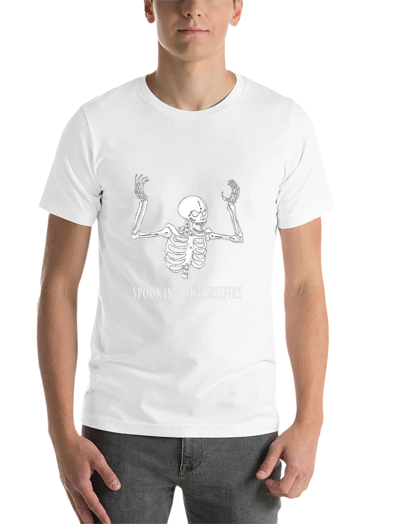 Black Spooking Intensifies Skeleton Graphic T-Shirt view 14