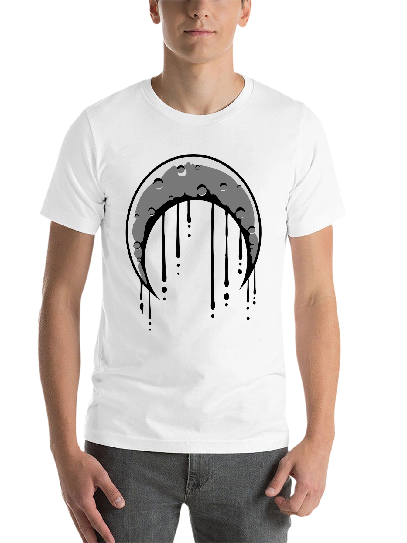 Black Crescent Moon Dripping Graphic Tee - Black view 14