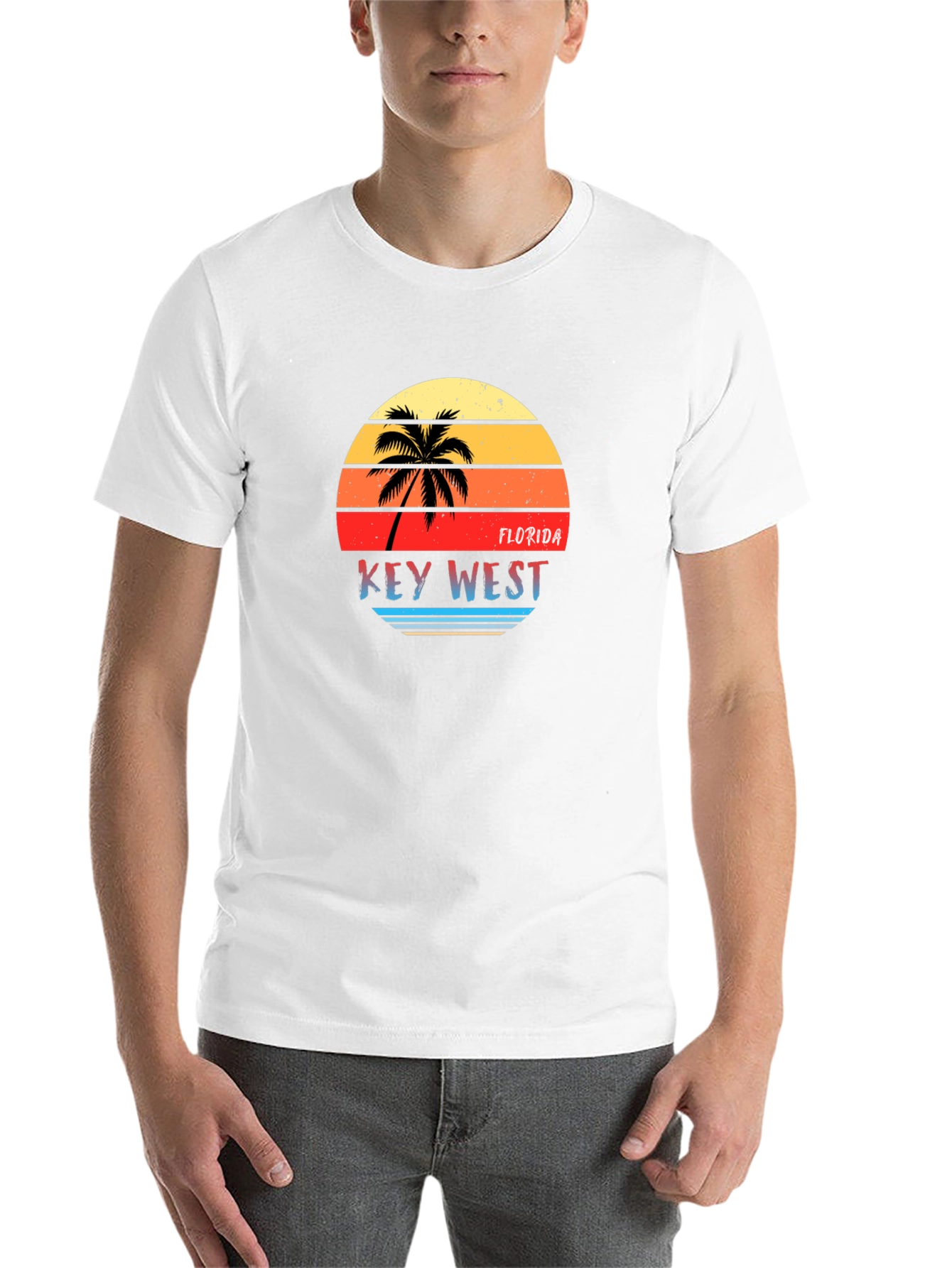 Black Key West Florida Retro Sunset Graphic T-Shirt view 14