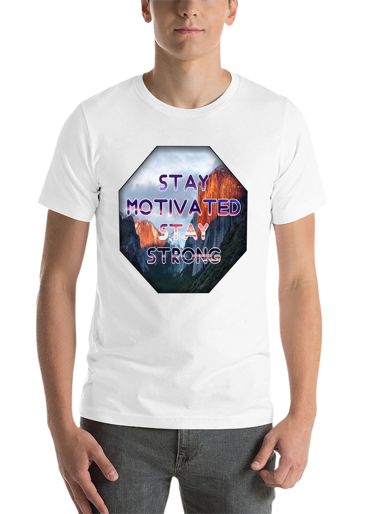 Black Stay Motivated Men's Graphic T-Shirt view 14