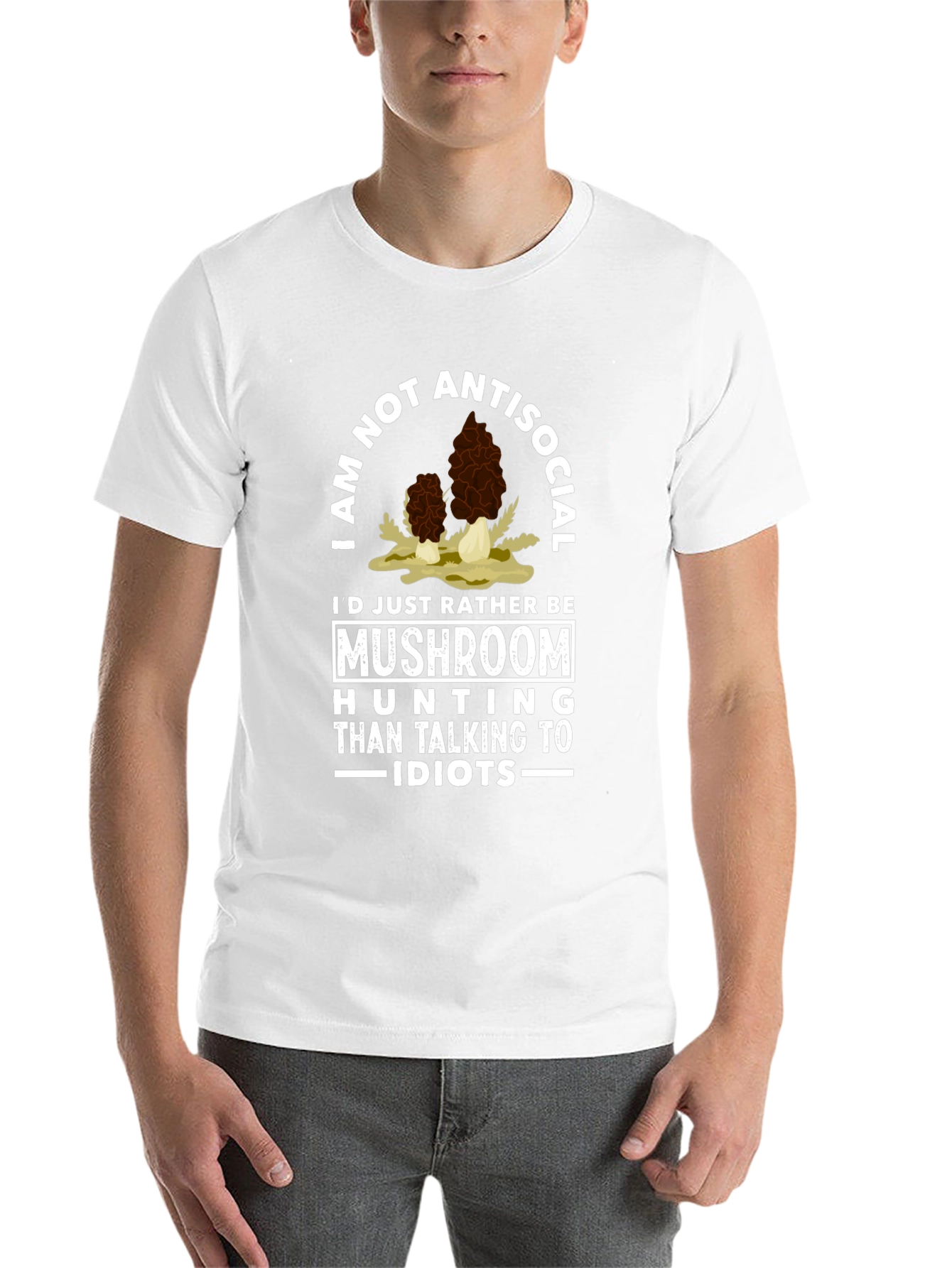Black I'd Rather Be Mushroom Hunting T-Shirt view 14