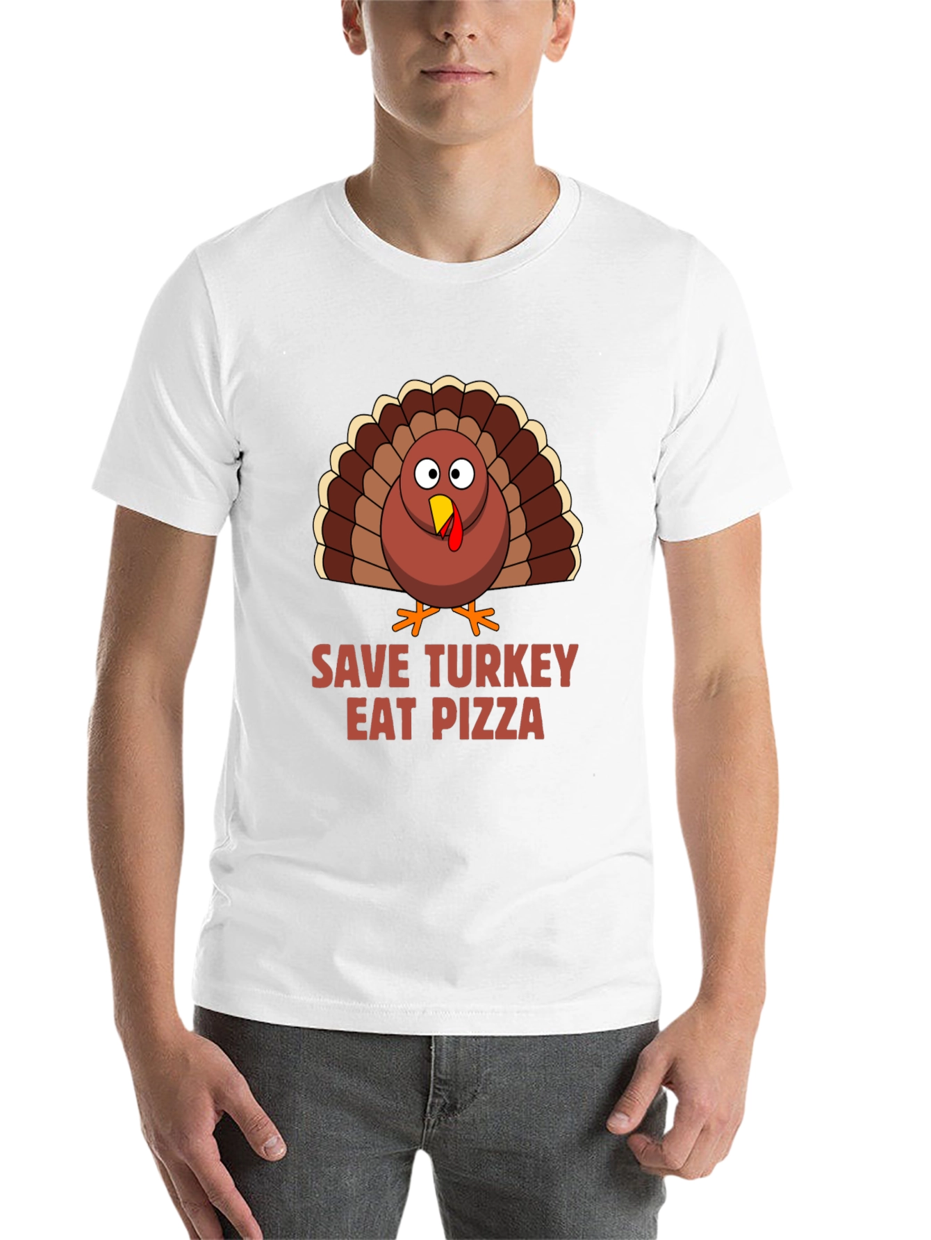 Black Save Turkey Eat Pizza T-Shirt view 14