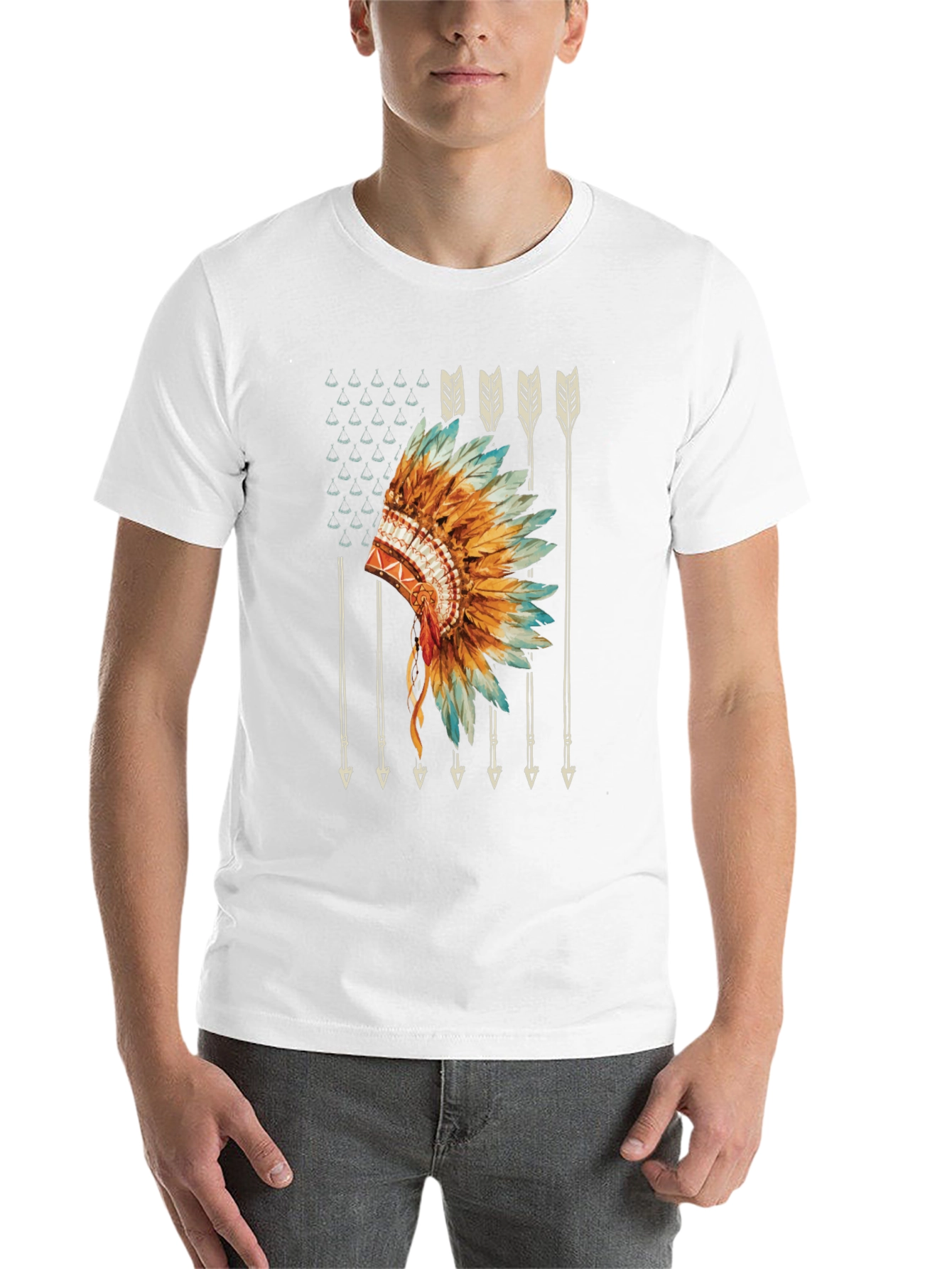 Black Native American Headdress Graphic Tee view 14