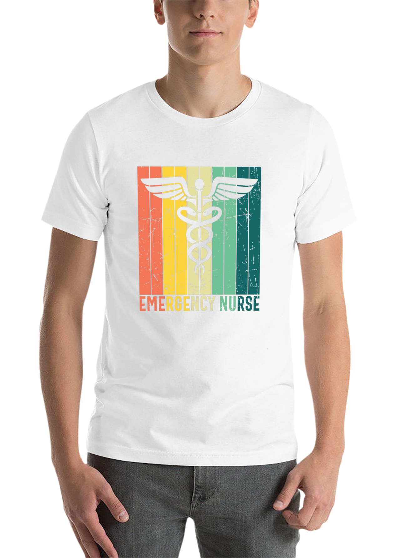 Black Emergency Nurse Retro T-Shirt view 14