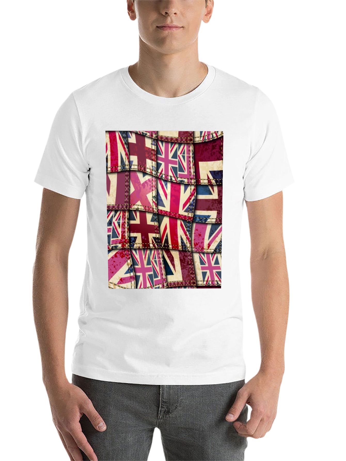 Black Union Jack Flag Patchwork Graphic Tee view 14
