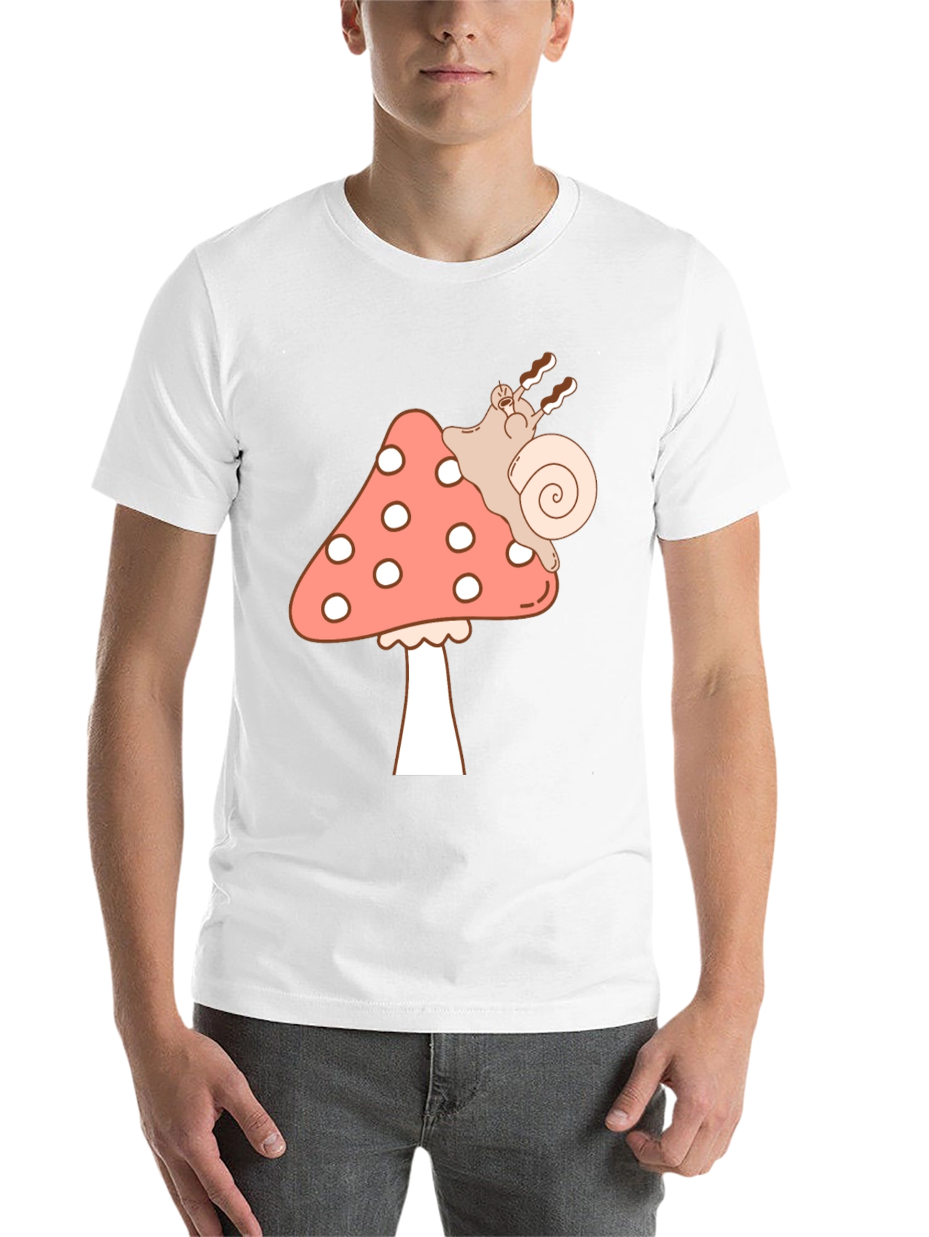 Black Mushroom Snail Graphic Tee - Black Cotton T-Shirt view 14