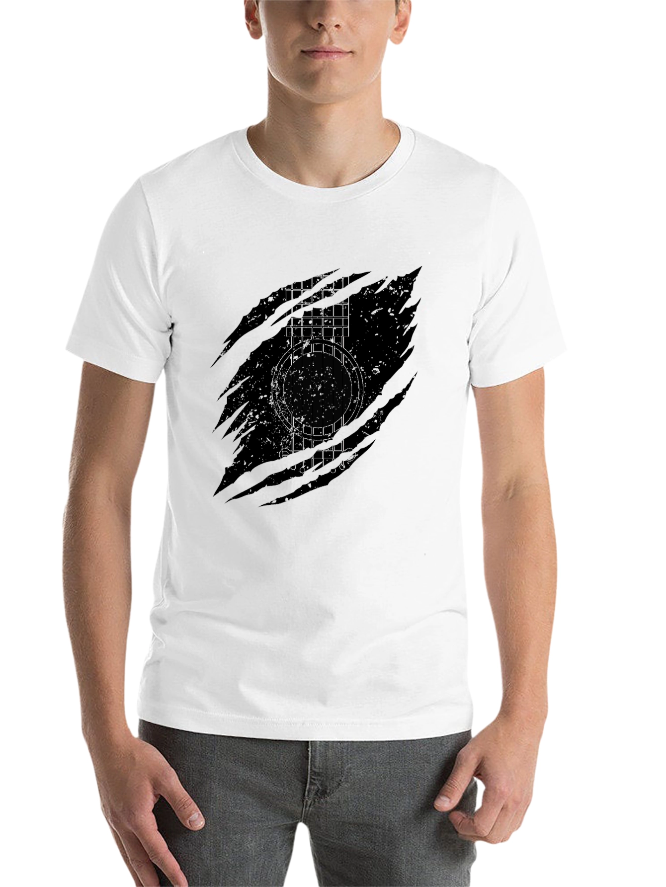 Black Guitar Graphic Black T-Shirt view 14