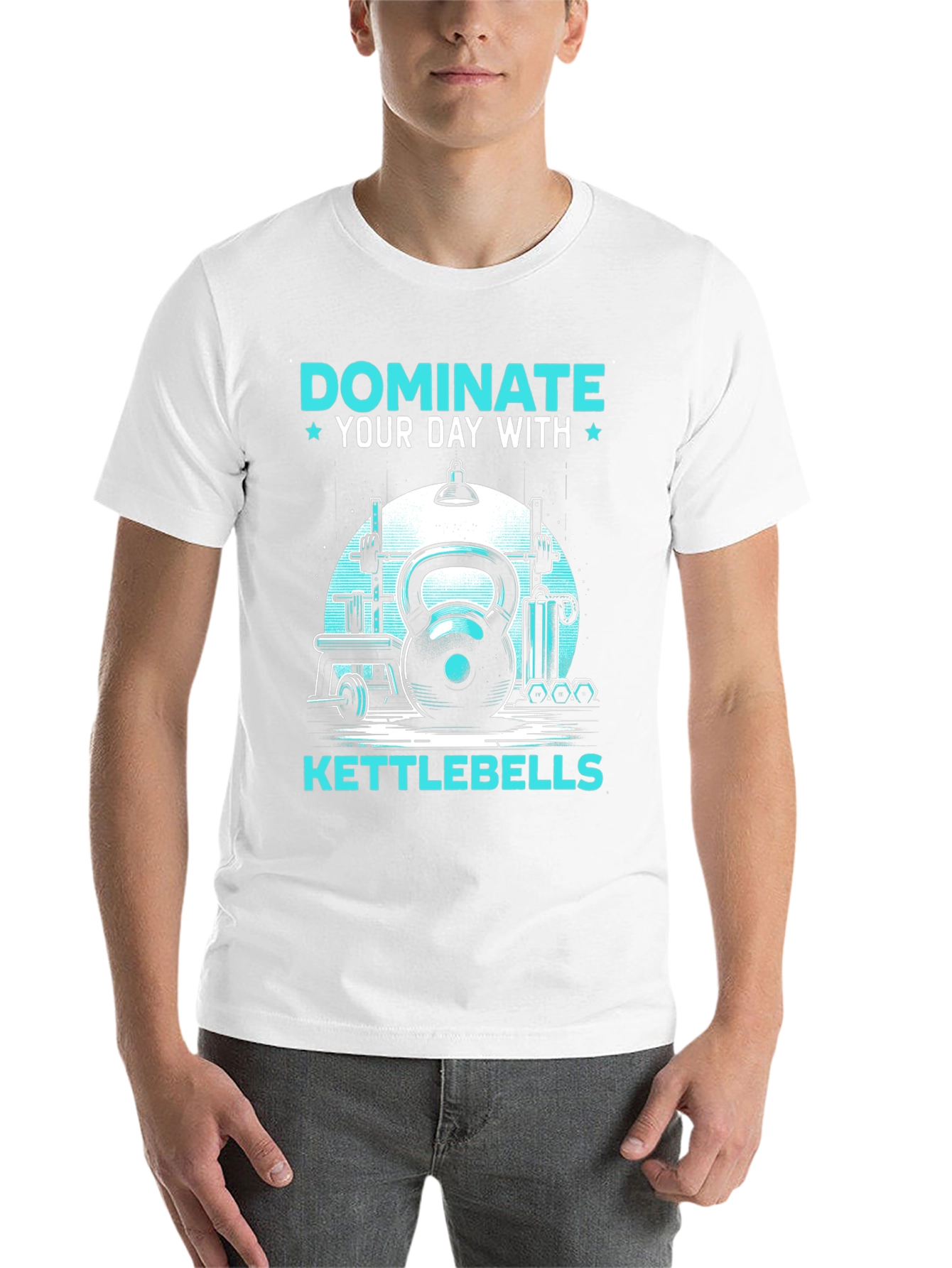 Black Dominate Your Day With Kettlebells T-Shirt view 14