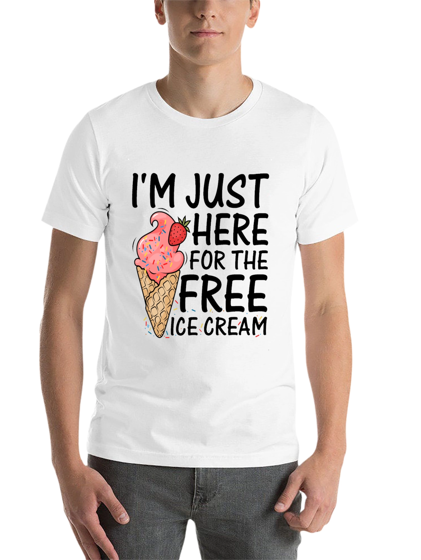 Black Free Ice Cream T-Shirt Funny Novelty Graphic Tee view 14