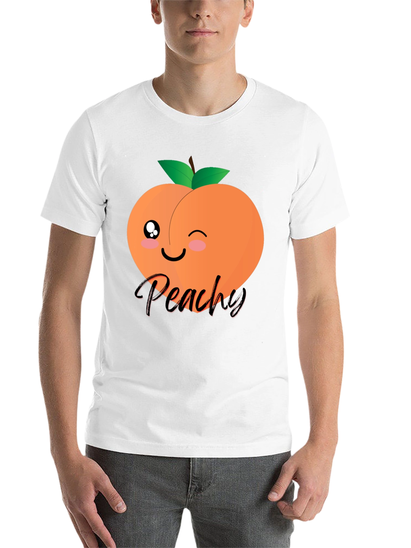 Black Cute Peachy Graphic T-Shirt - Unisex Black Tee view 14