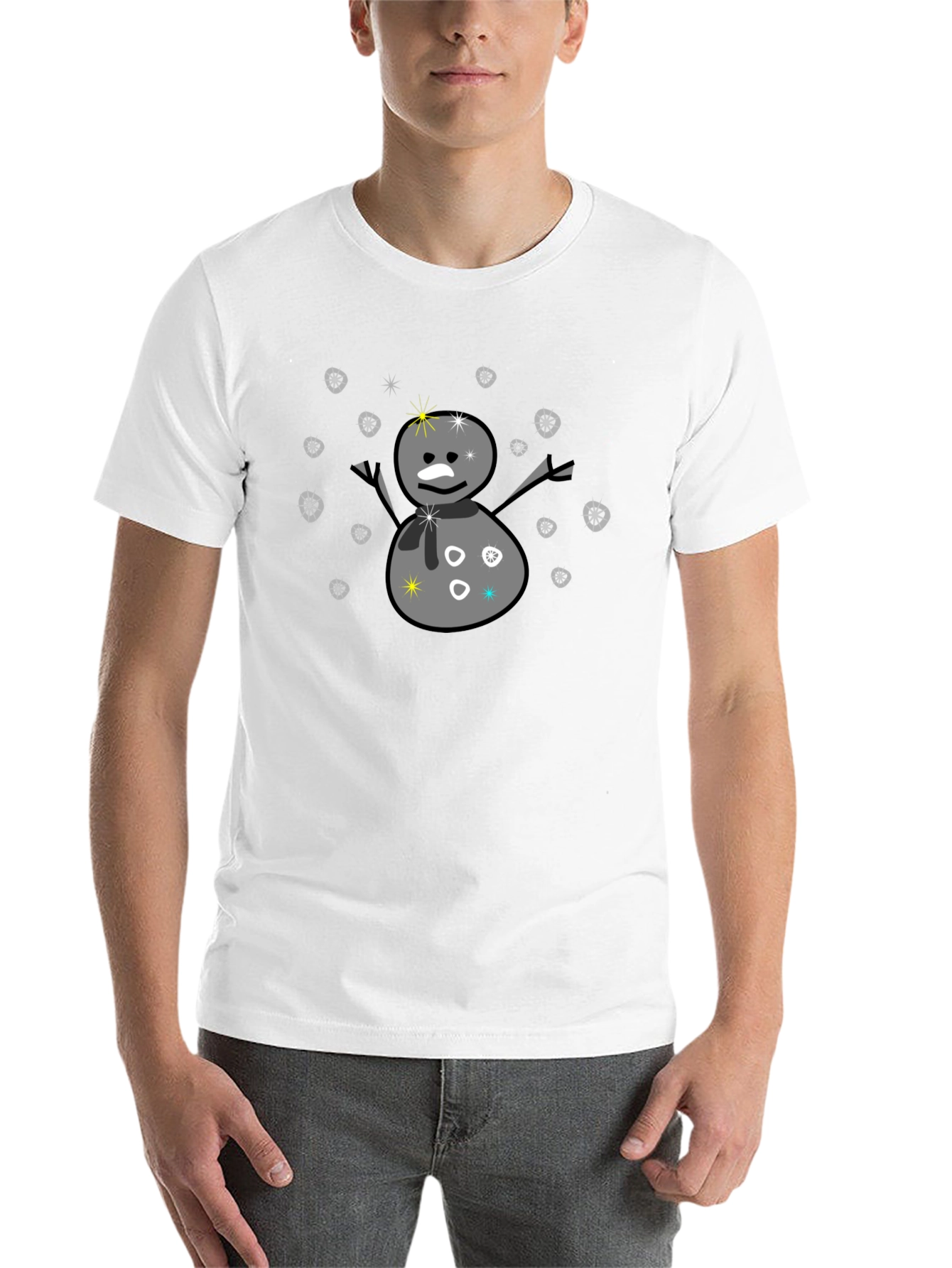 Black Snowman Graphic Tee - Black Cotton Blend T-Shirt view 14