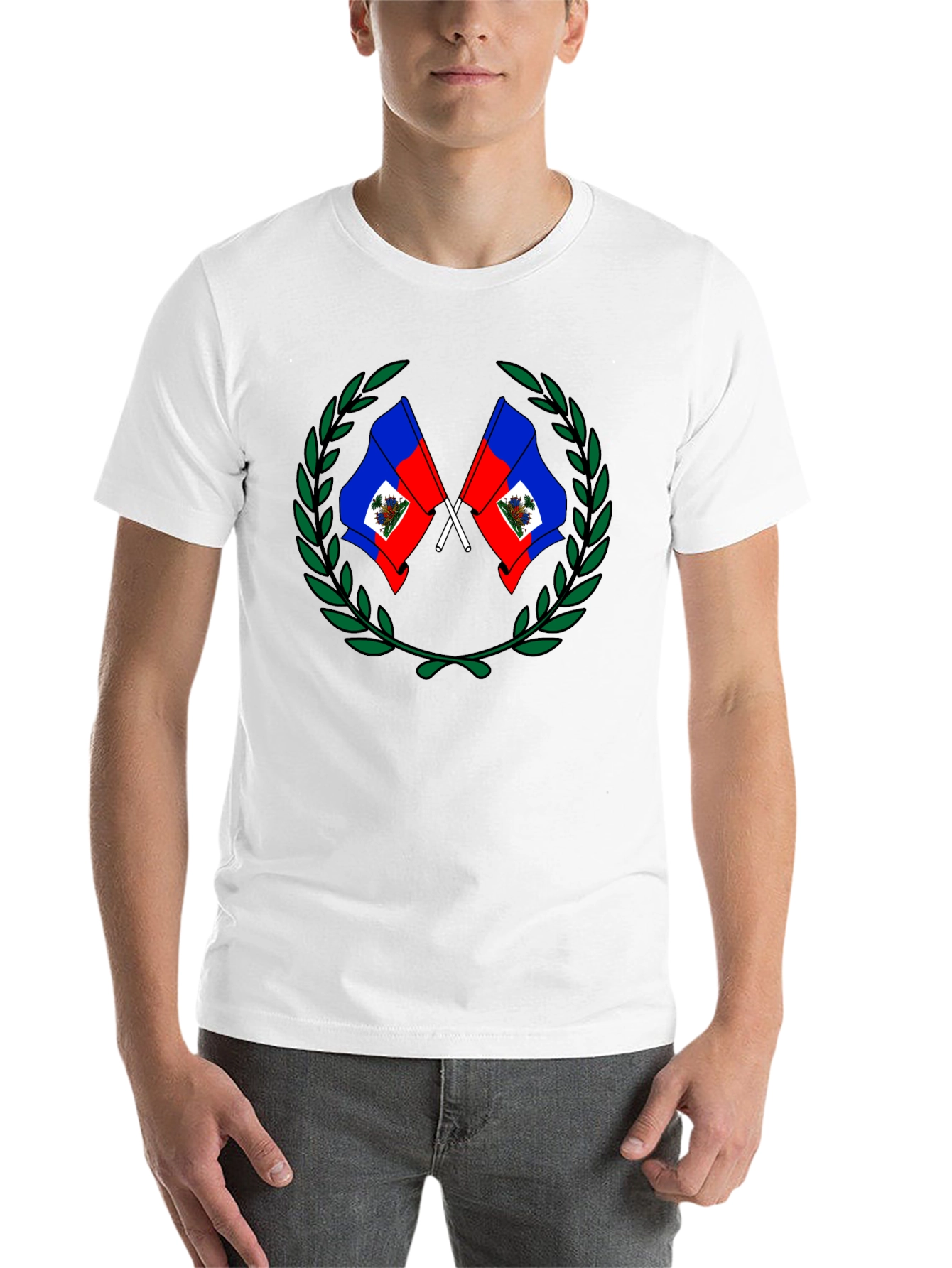 Black Haiti Flag Crest Graphic T-Shirt view 14