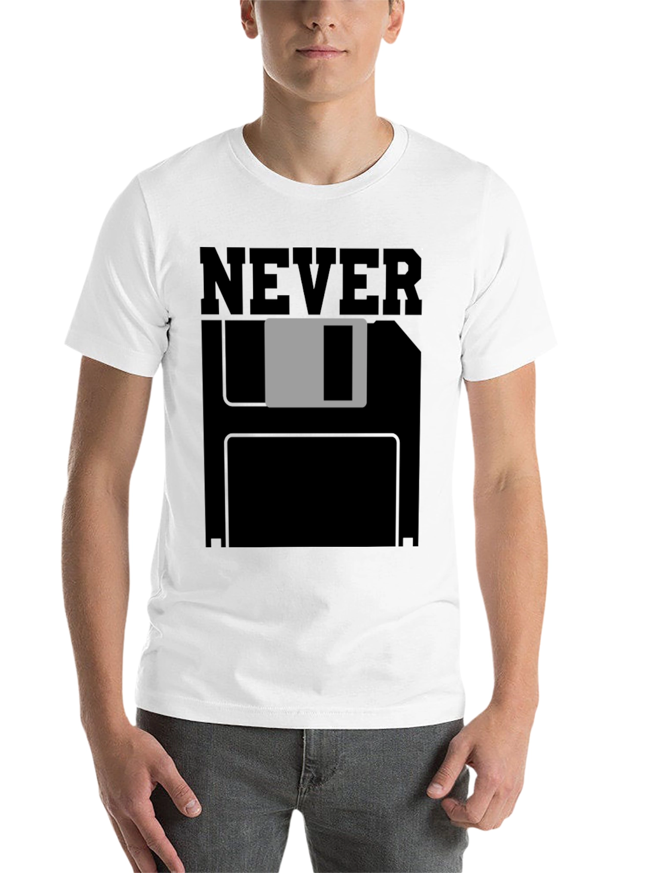 Black Never Save Floppy Disk T-Shirt - Black view 14