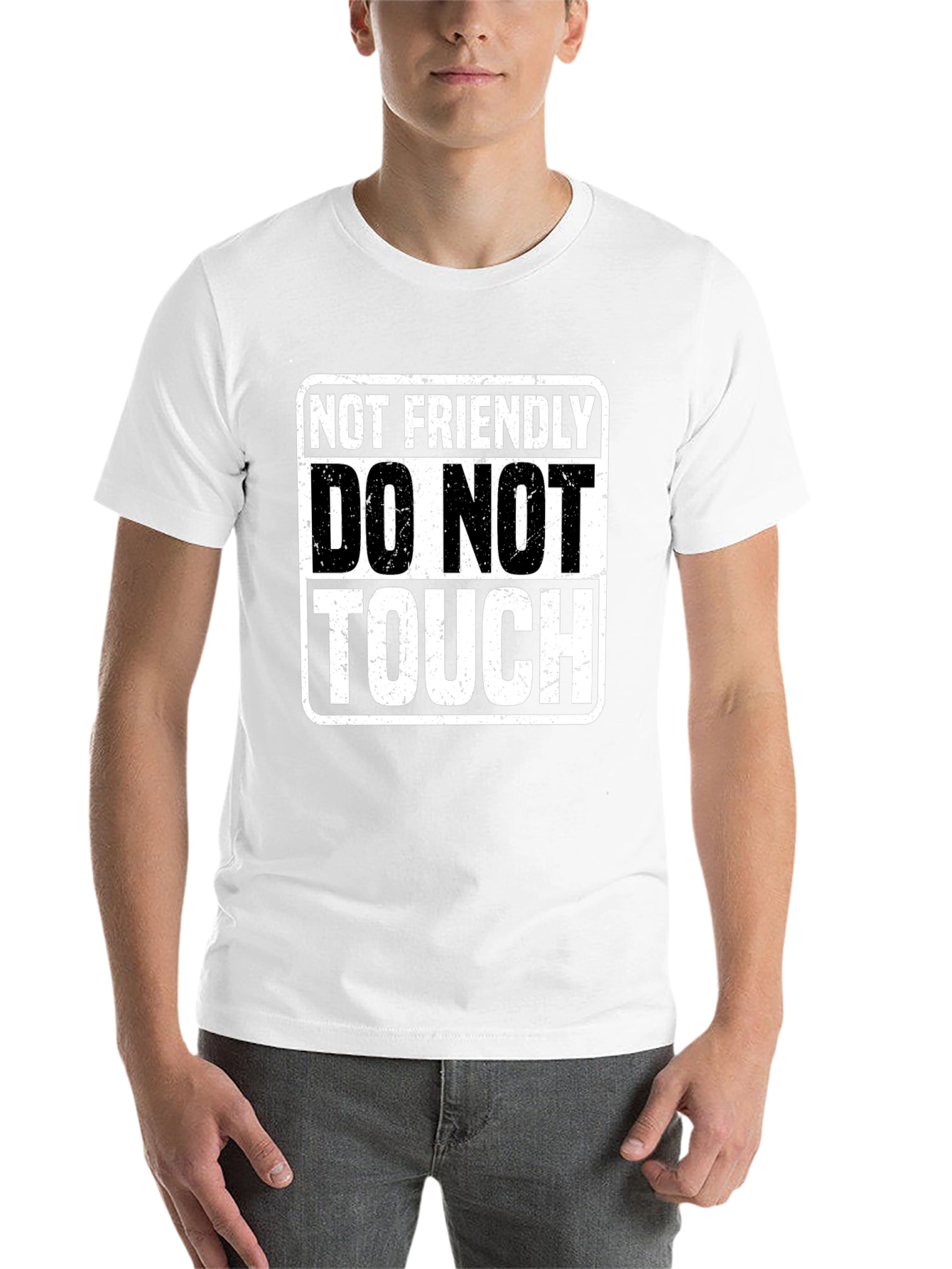 Black Not Friendly Tee - Do Not Touch Black Cotton T-Shirt view 14