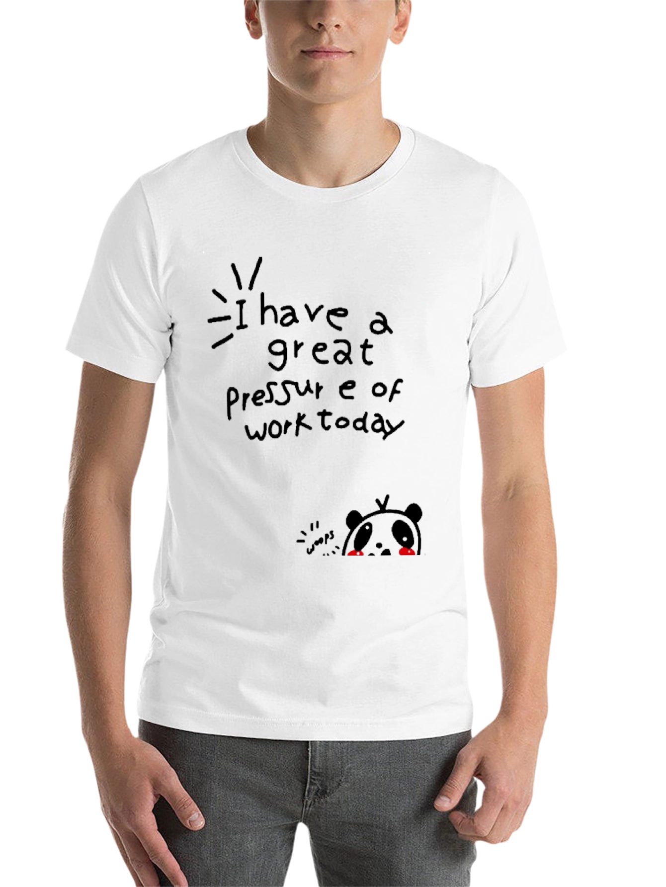 Black Funny Panda Graphic Tee - 'Pressure of Work Today' Black T-Shirt view 14