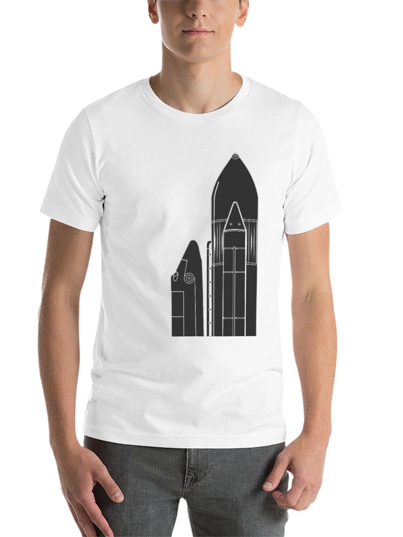 Black Space Shuttle T-Shirt - Black, Graphic Print view 14