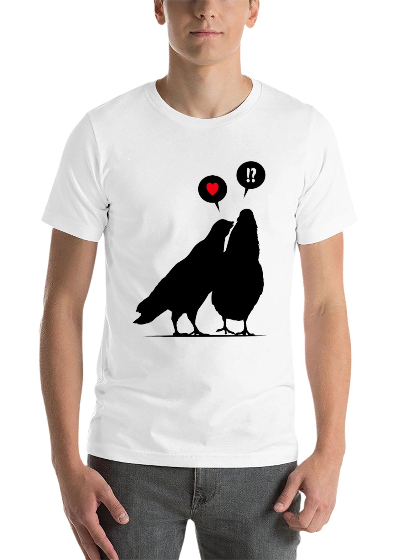 Black Romantic Birds Graphic Tee - Soft Black Cotton view 14
