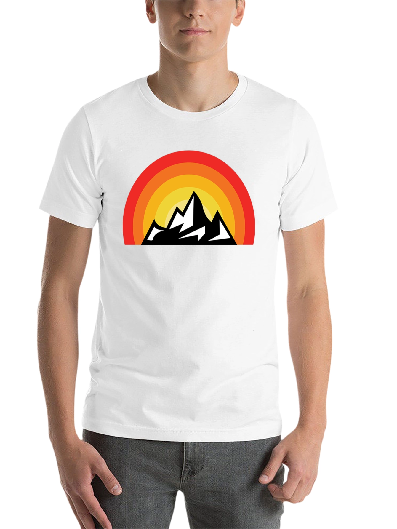 Black Retro Mountain Sunset Graphic Tee view 14