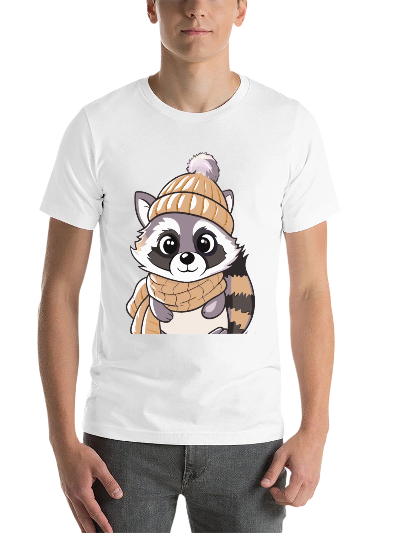 Black Cute Raccoon Graphic Tee view 14