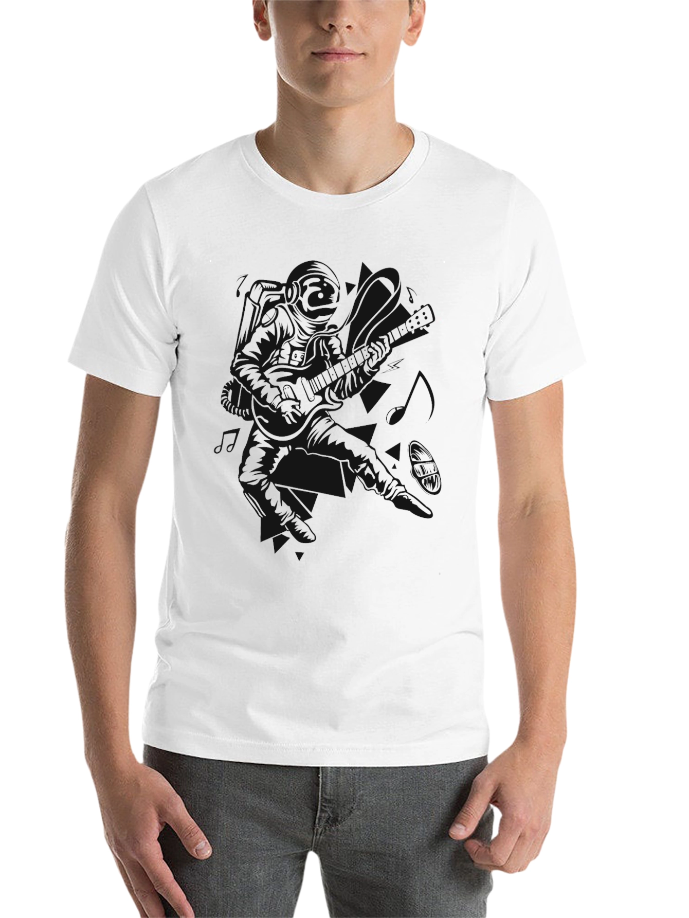 Black Men's Black Crew Neck Short Sleeve T-Shirt view 14