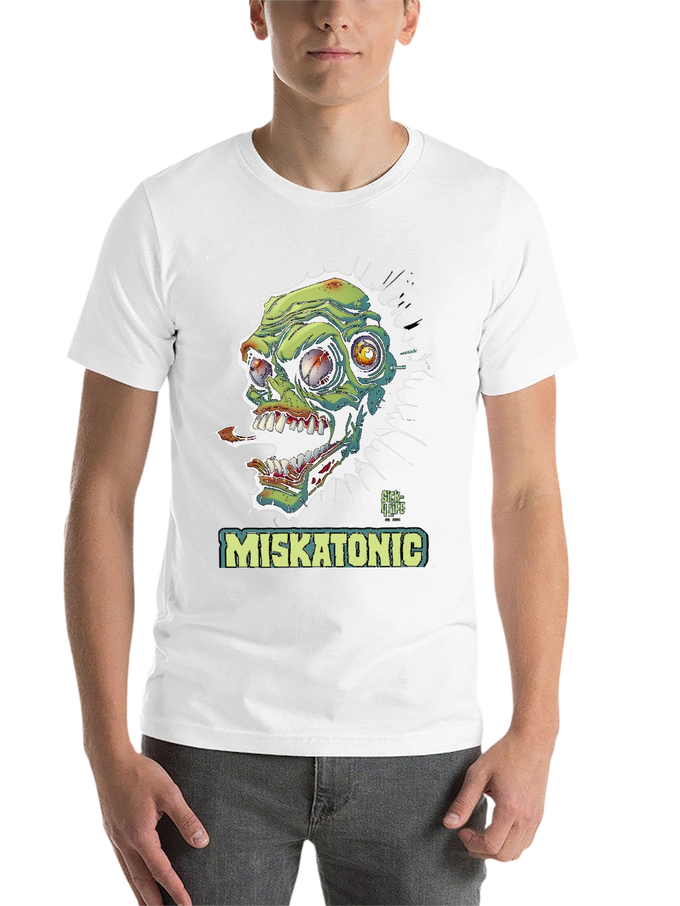 Black Miskatonic Zombie Graphic T-Shirt - Horror Style view 14