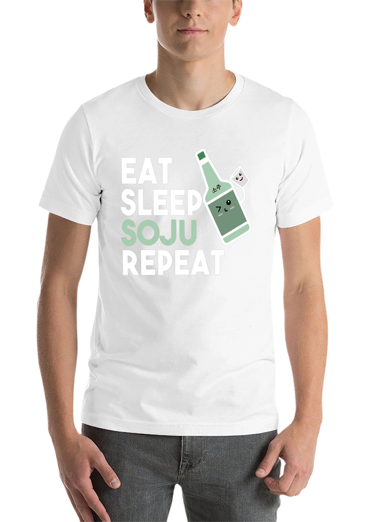 Black Eat Sleep Soju Repeat T-Shirt - Funny Korean Drinking Tee view 14