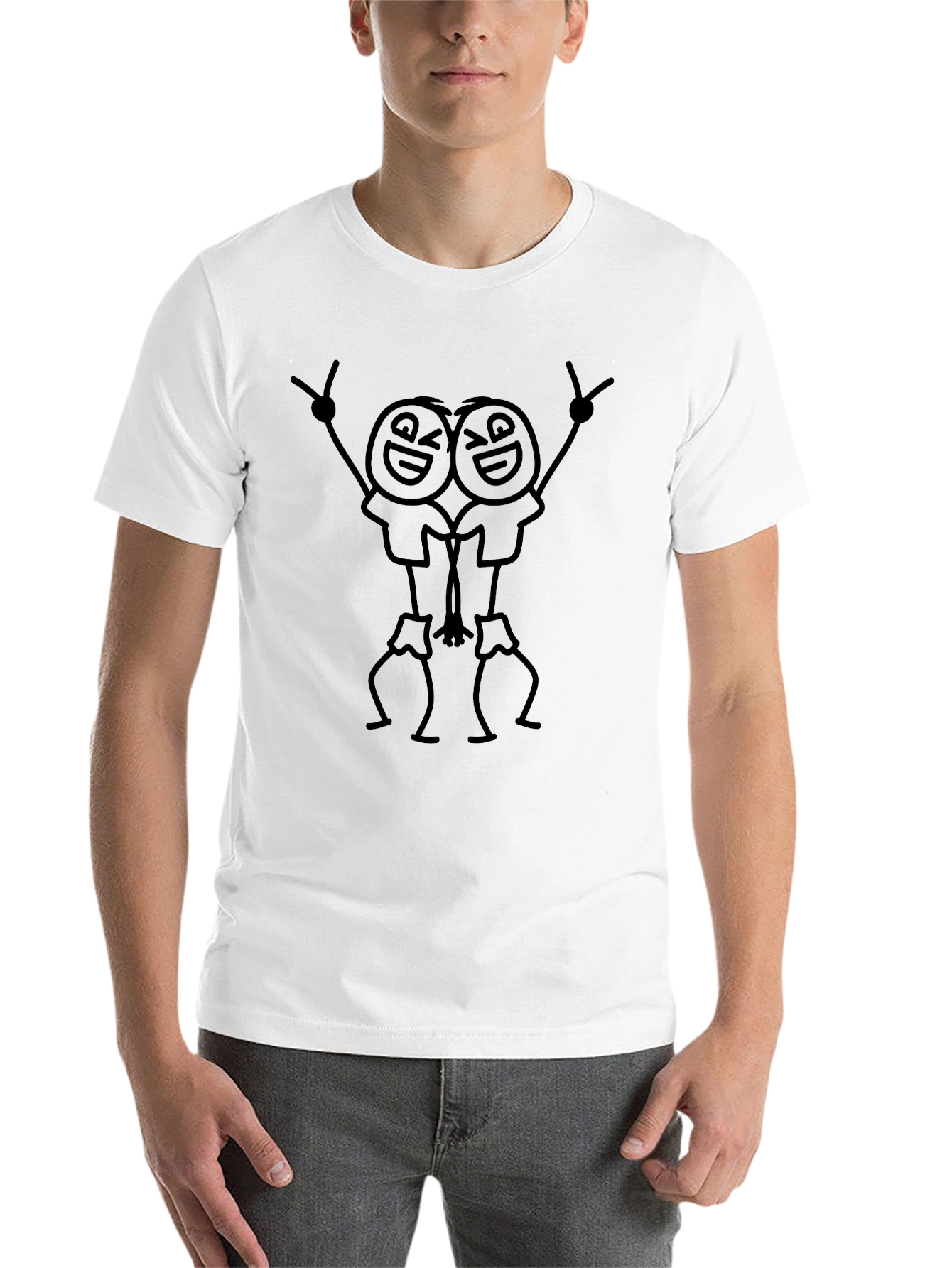 Black Stick Figure Twin Black Graphic Tee view 14