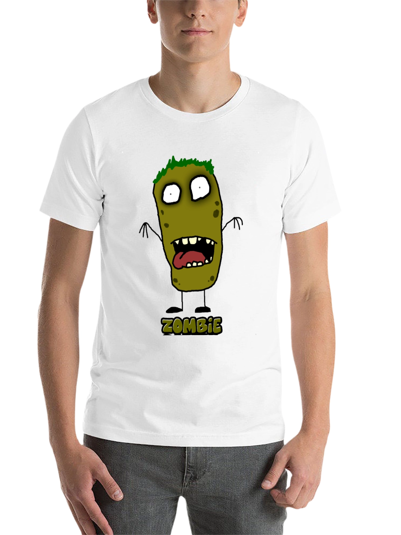 Black Zombie Cartoon Graphic Black T-Shirt view 14